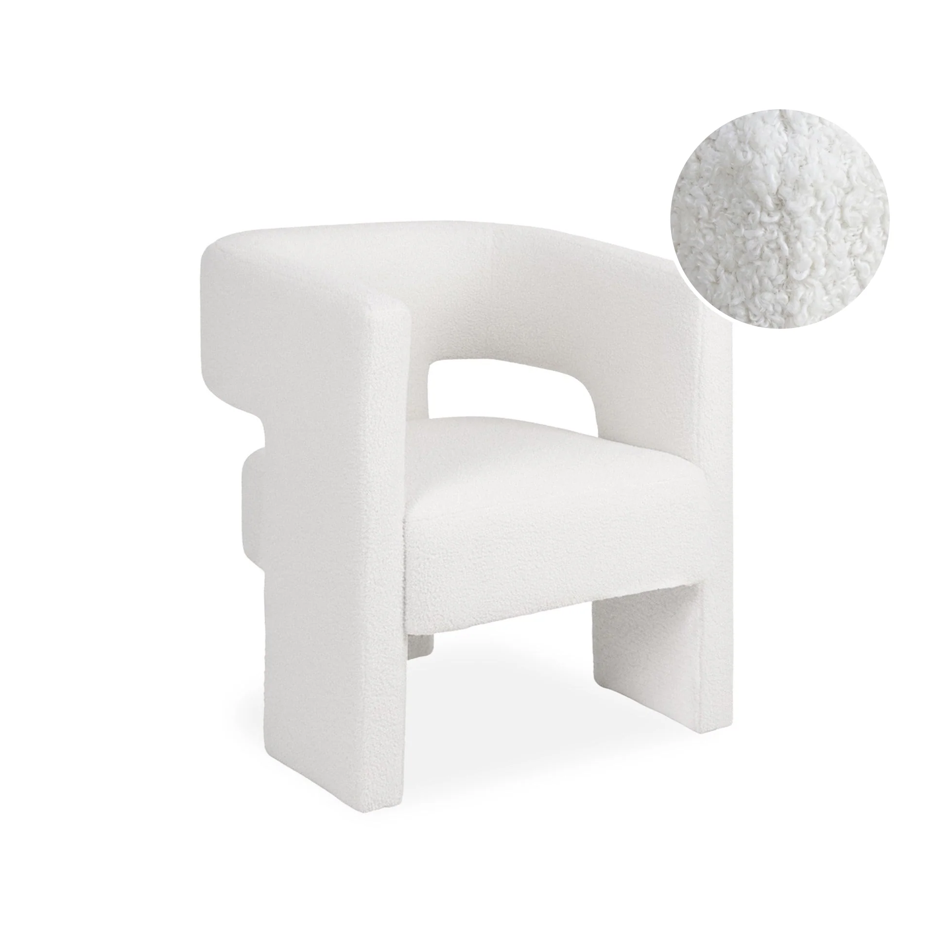 Rivo Boucle Armchair - White - Image 5