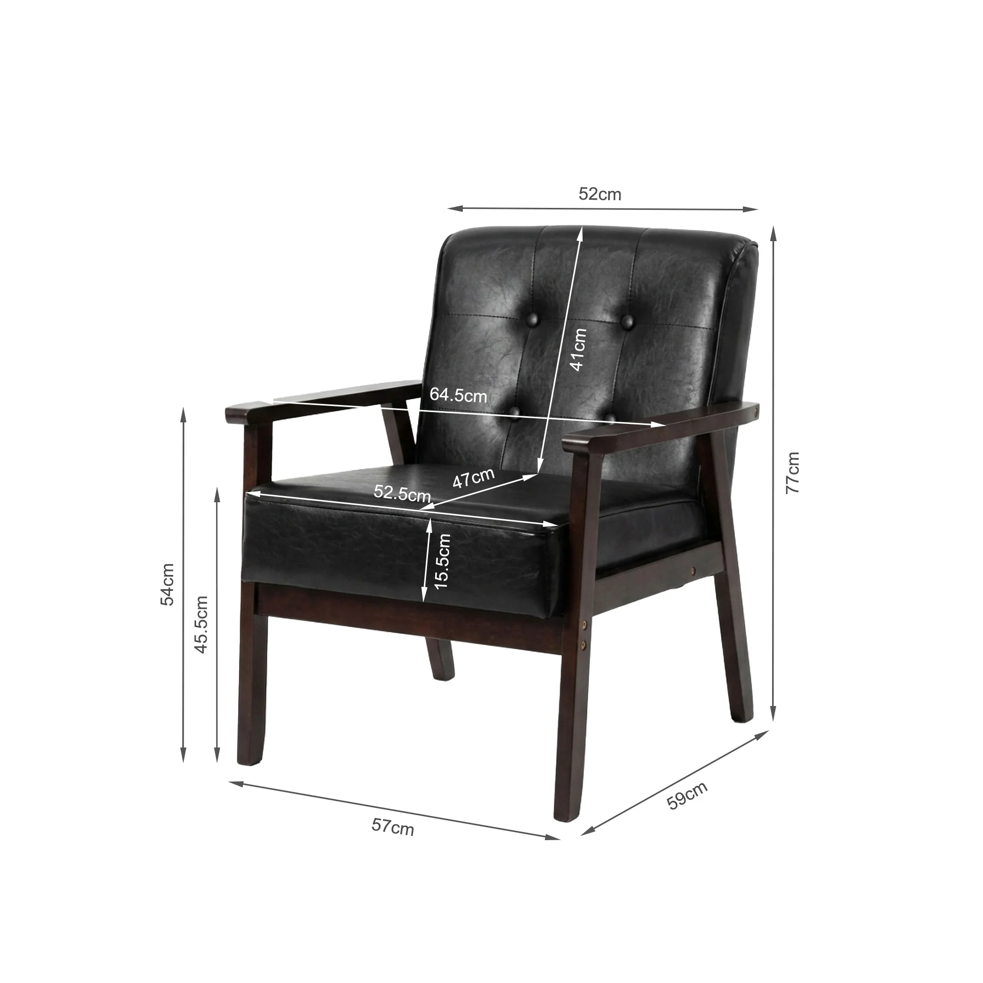 Ronan PU Armchair - Black - Image 14