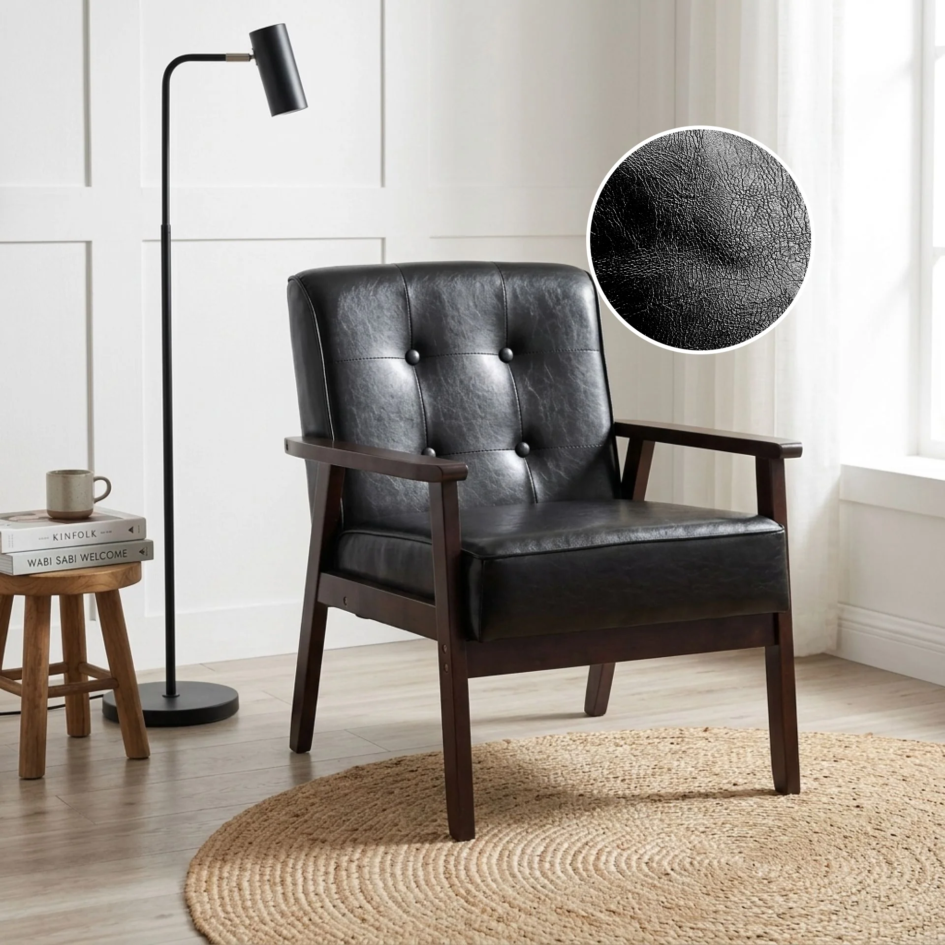 Ronan PU Armchair - Black - Image 2