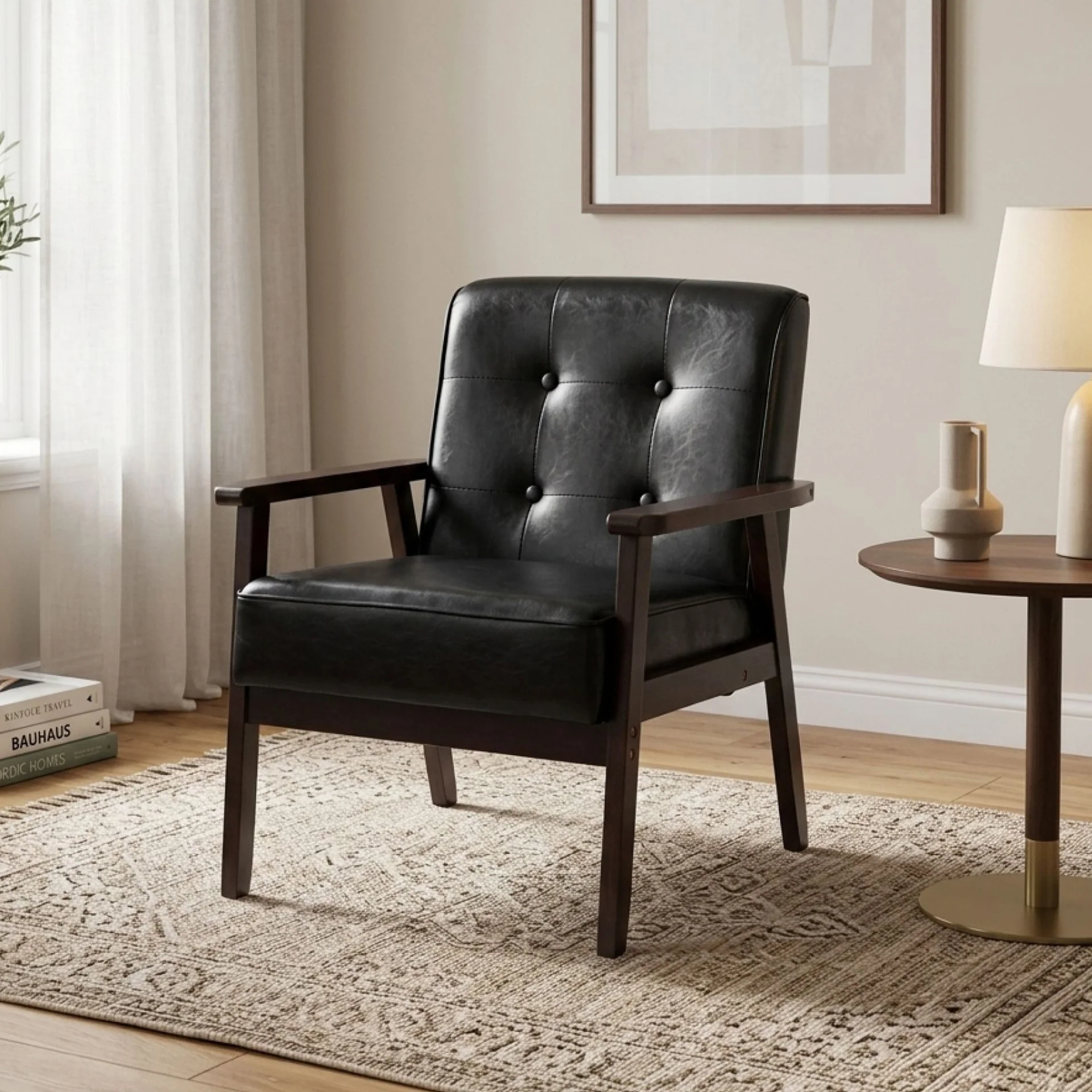 Ronan PU Armchair - Black - Image 3
