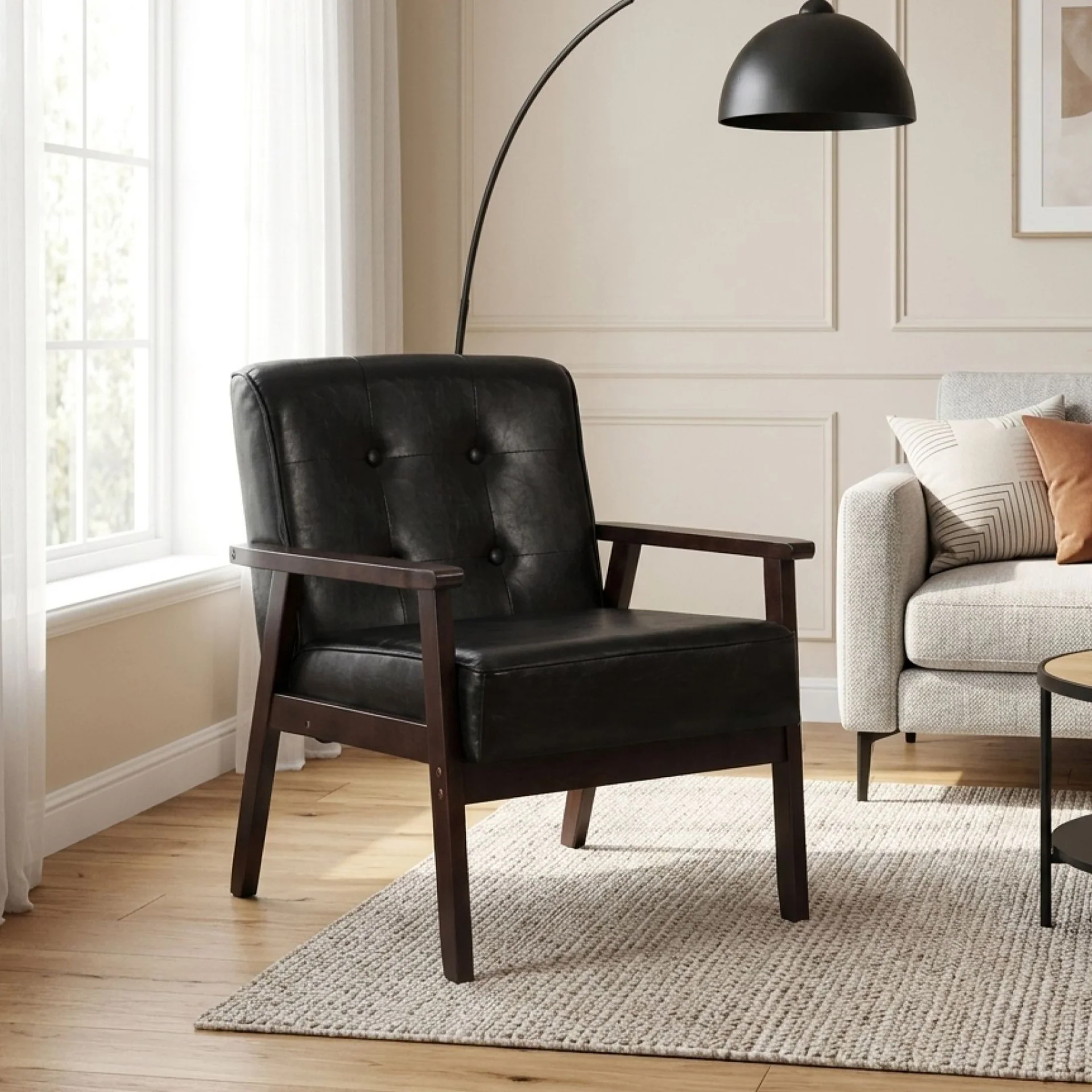 Ronan PU Armchair - Black - Image 4