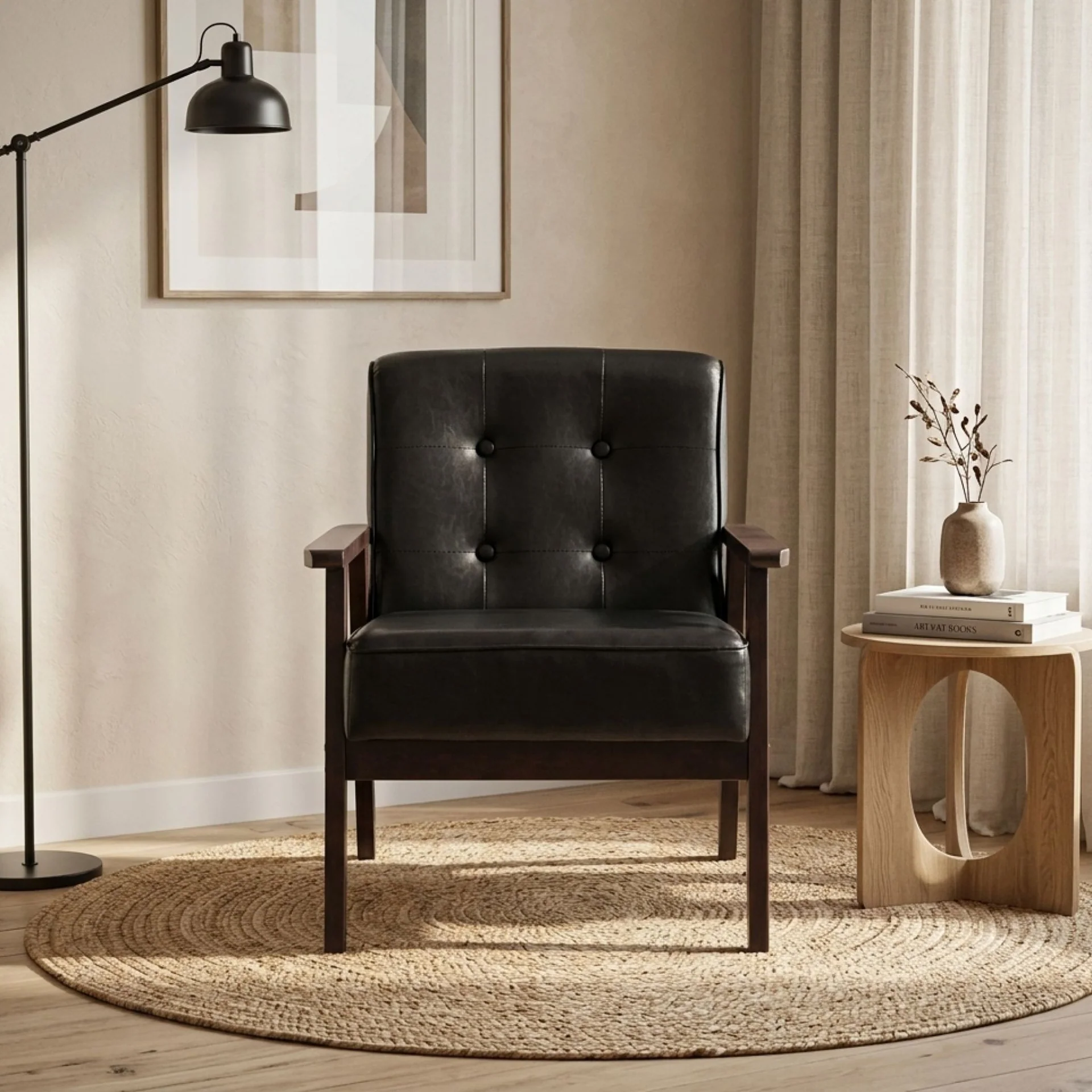 Ronan PU Armchair - Black - Image 5