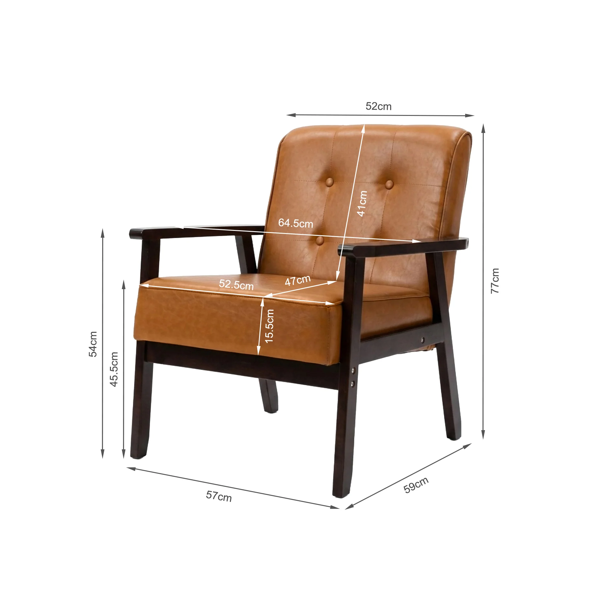 Ronan PU Armchair - Brown - Image 16