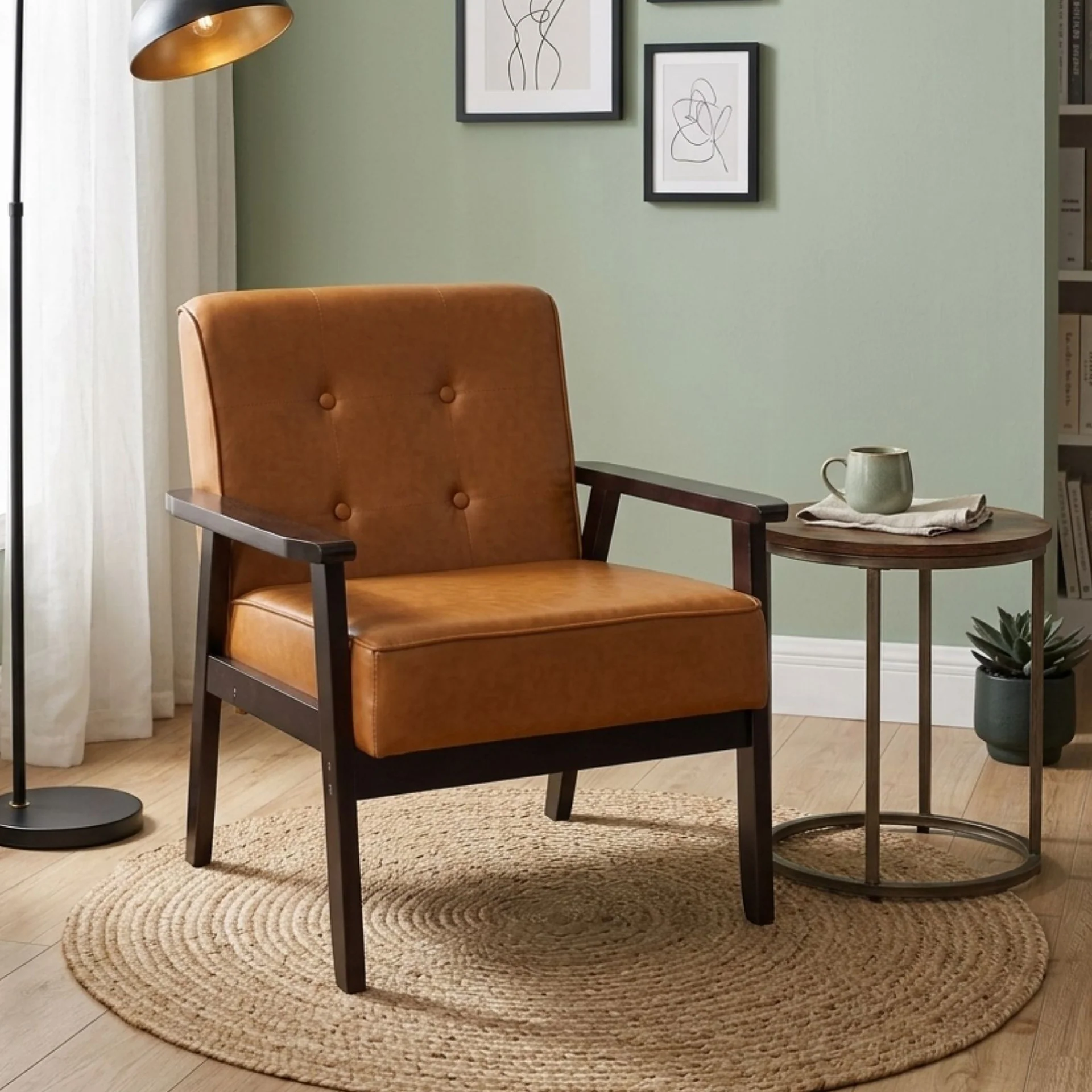 Ronan PU Armchair - Brown - Image 4
