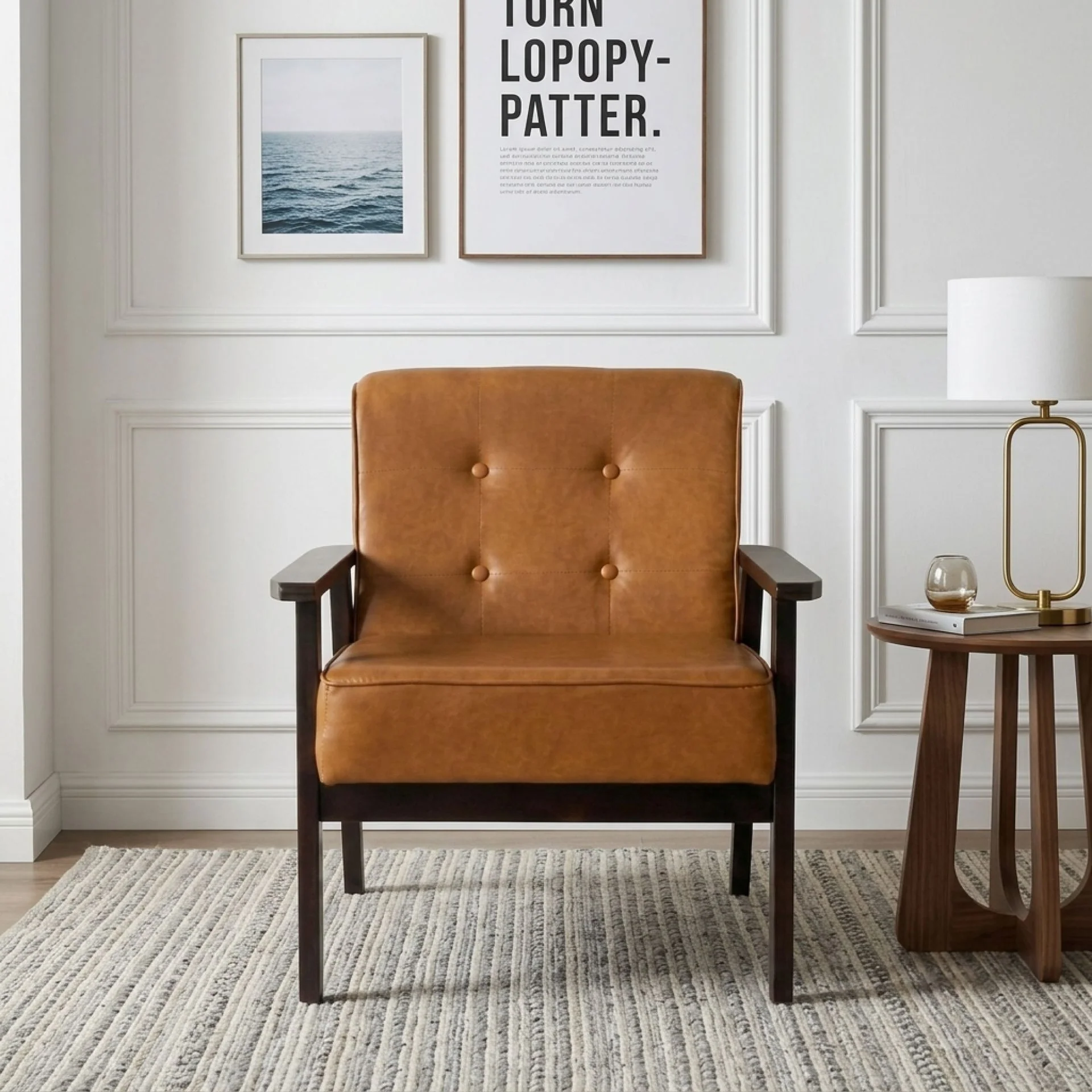 Ronan PU Armchair - Brown - Image 5