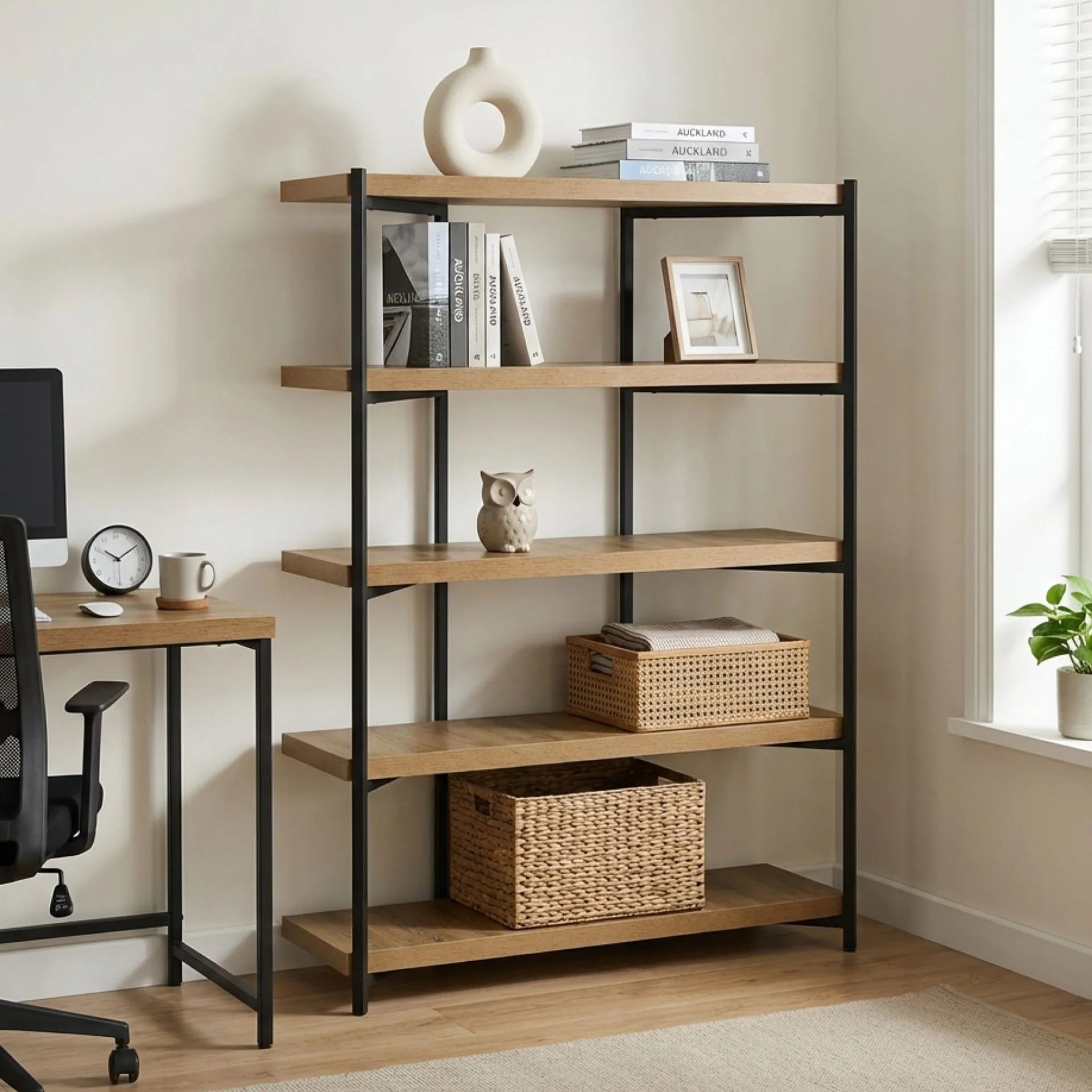 Rukwa Wooden Bookshelf 160cm - Oak - Image 3