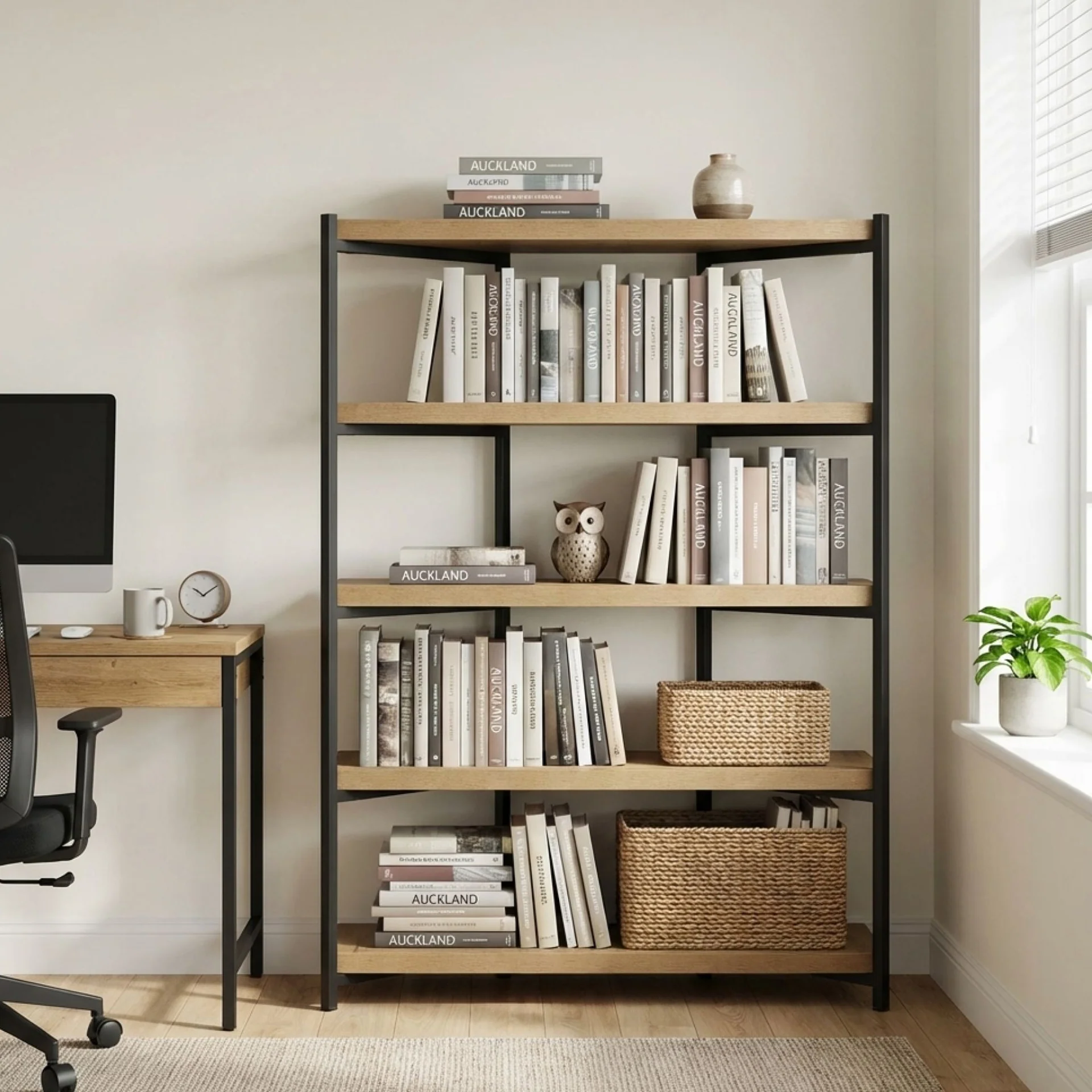 Rukwa Wooden Bookshelf 160cm - Oak - Image 6