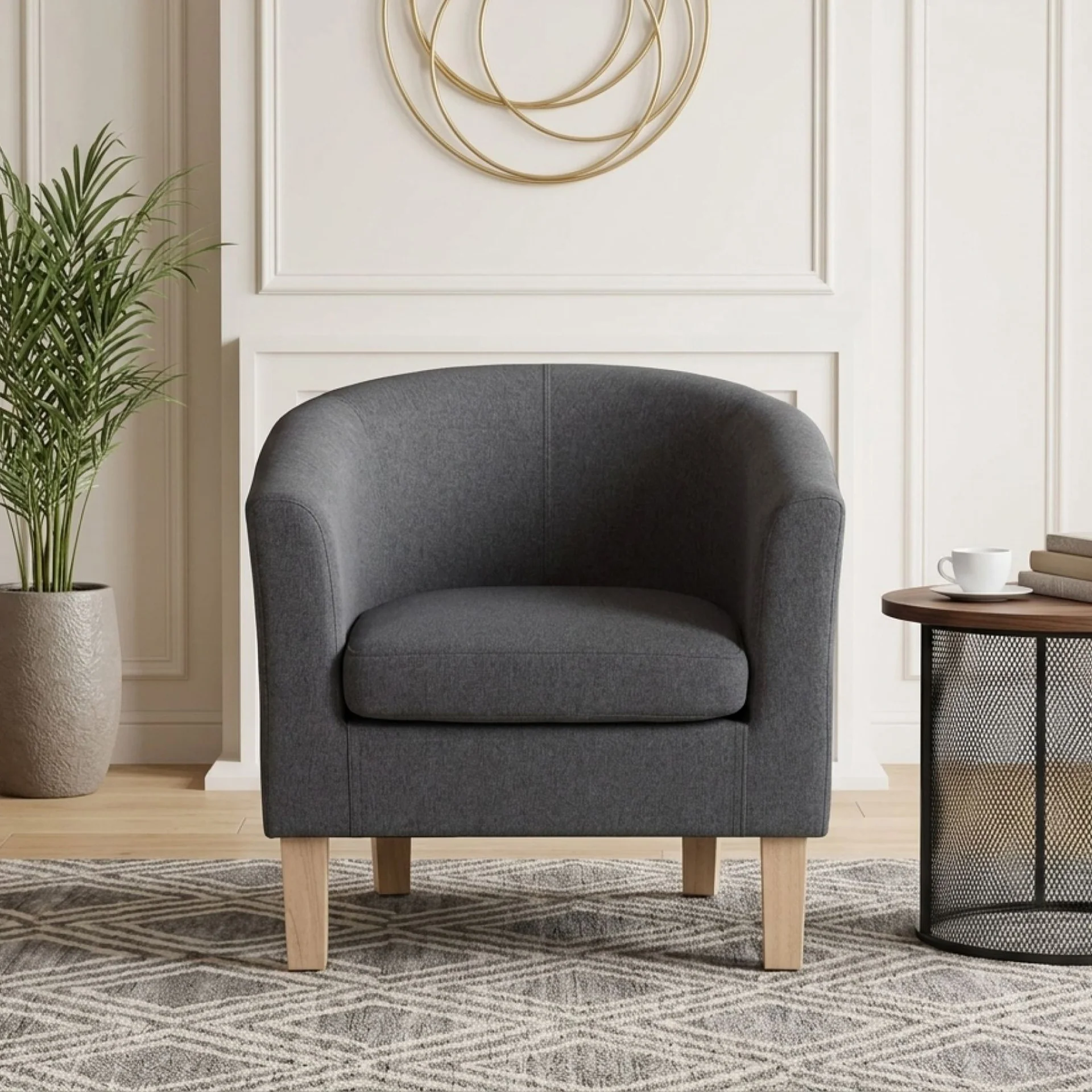 Ryan Linen Armchair - Dark Grey - Image 5