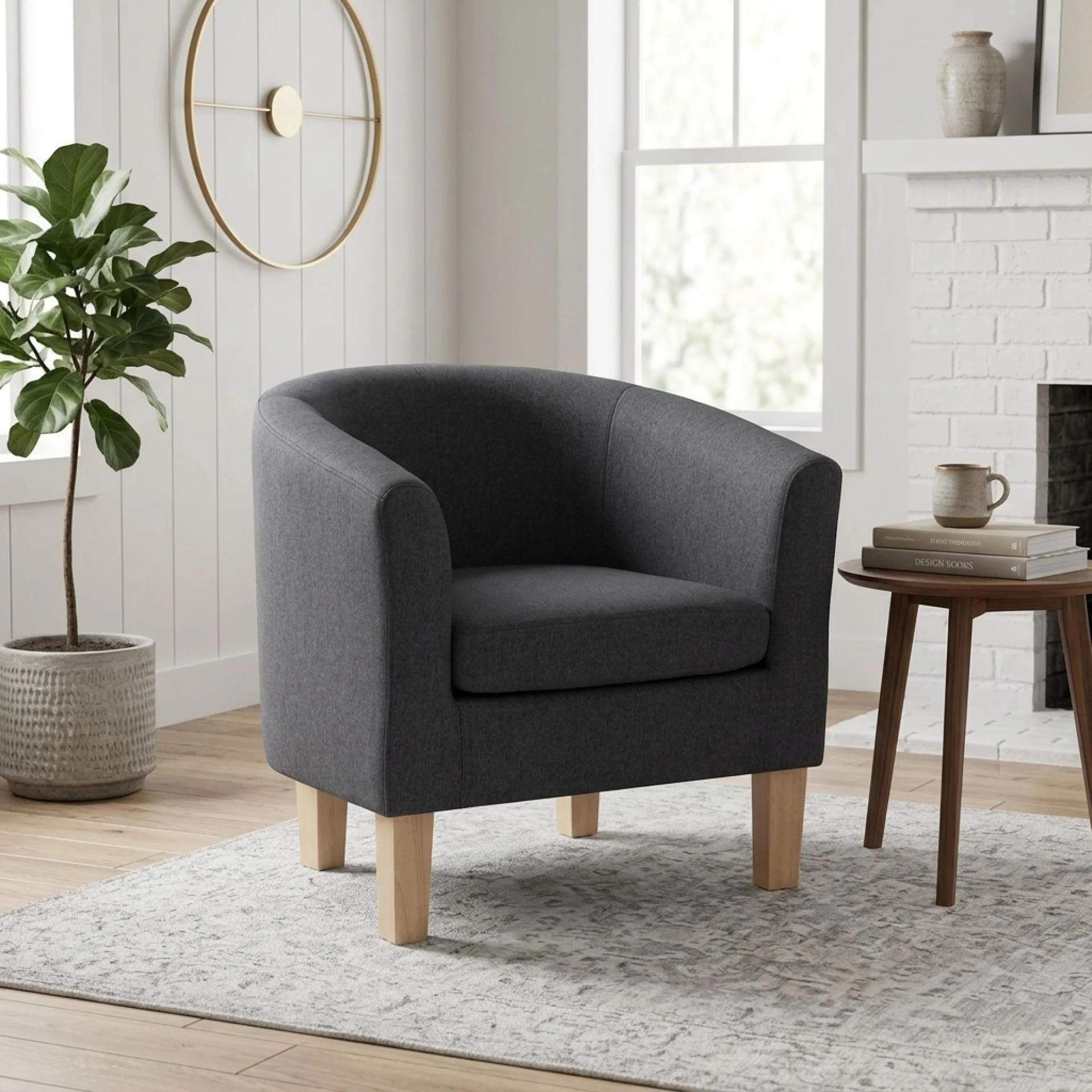Ryan Linen Armchair - Dark Grey - Image 6
