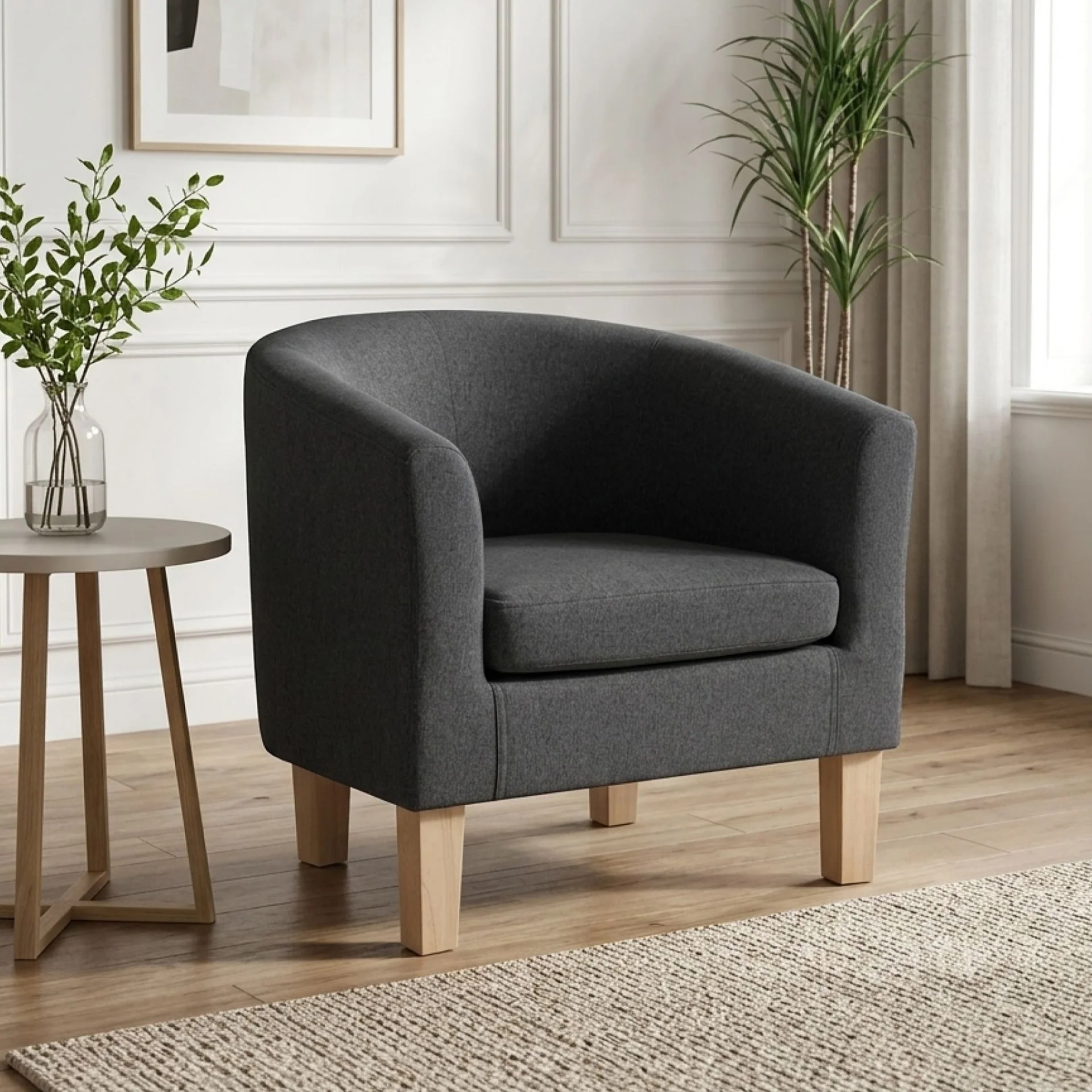 Ryan Linen Armchair - Dark Grey - Image 7