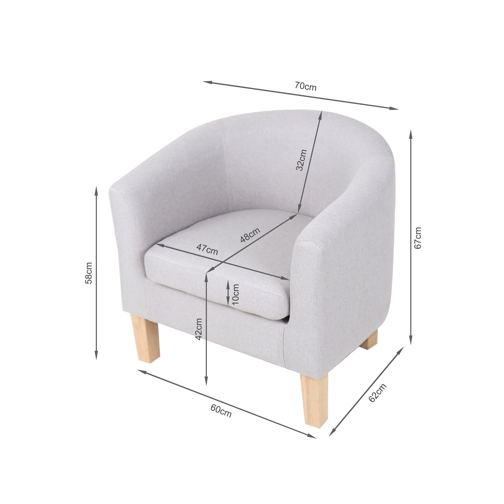 Ryan Linen Armchair - Light Grey - Image 14