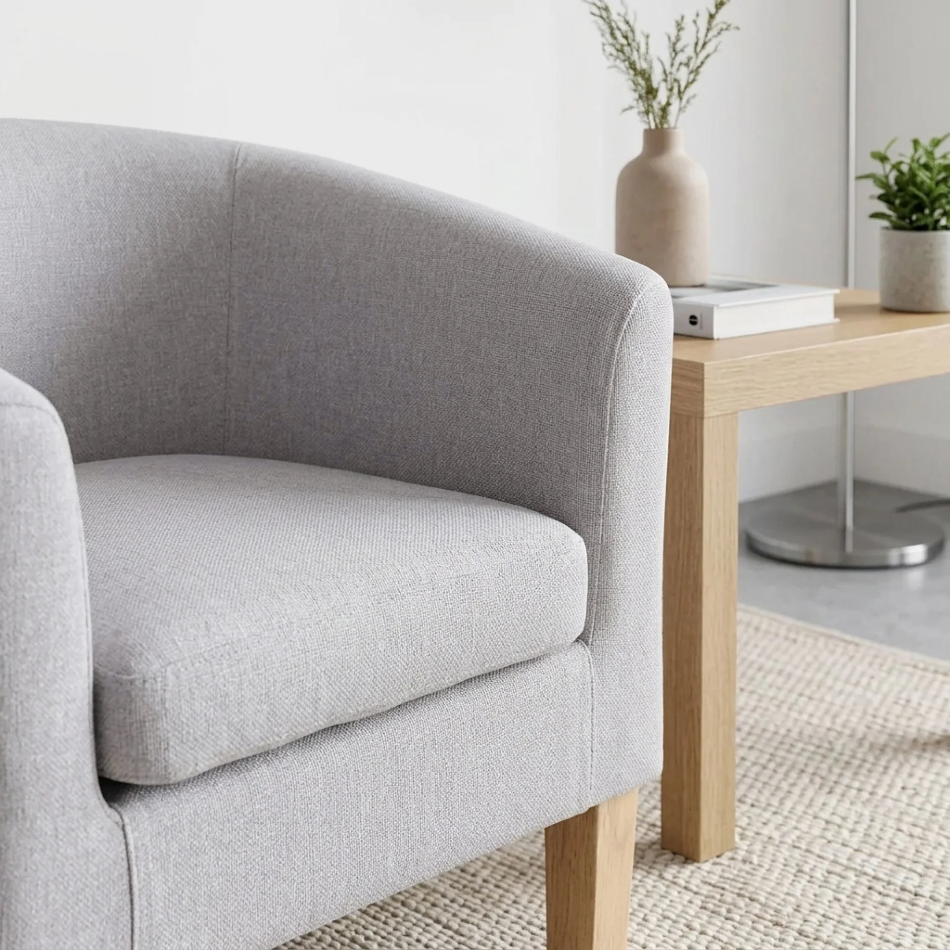 Ryan Linen Armchair - Light Grey - Image 7
