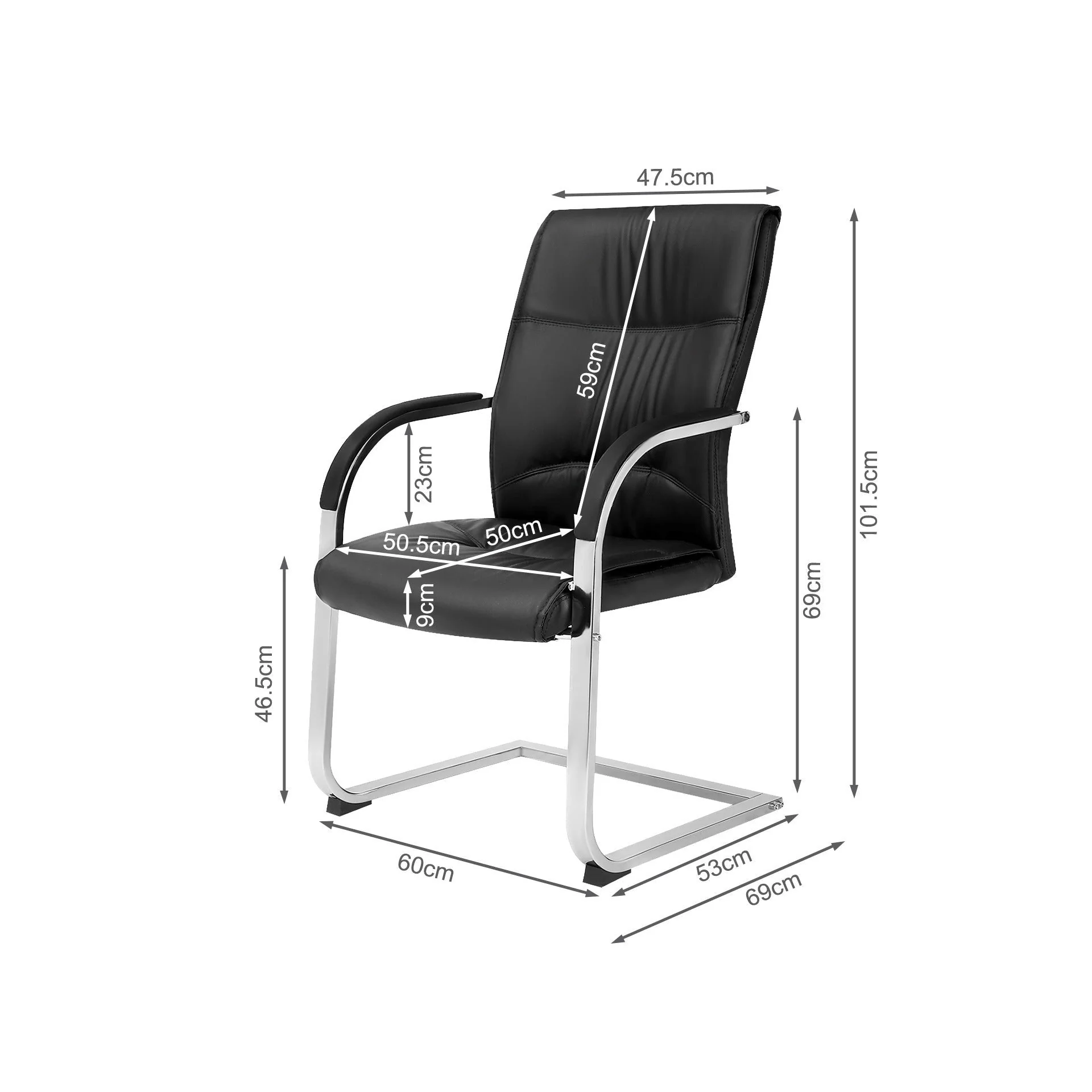 Ryder PU Leather Cantilever Office Chair - Black - Image 8