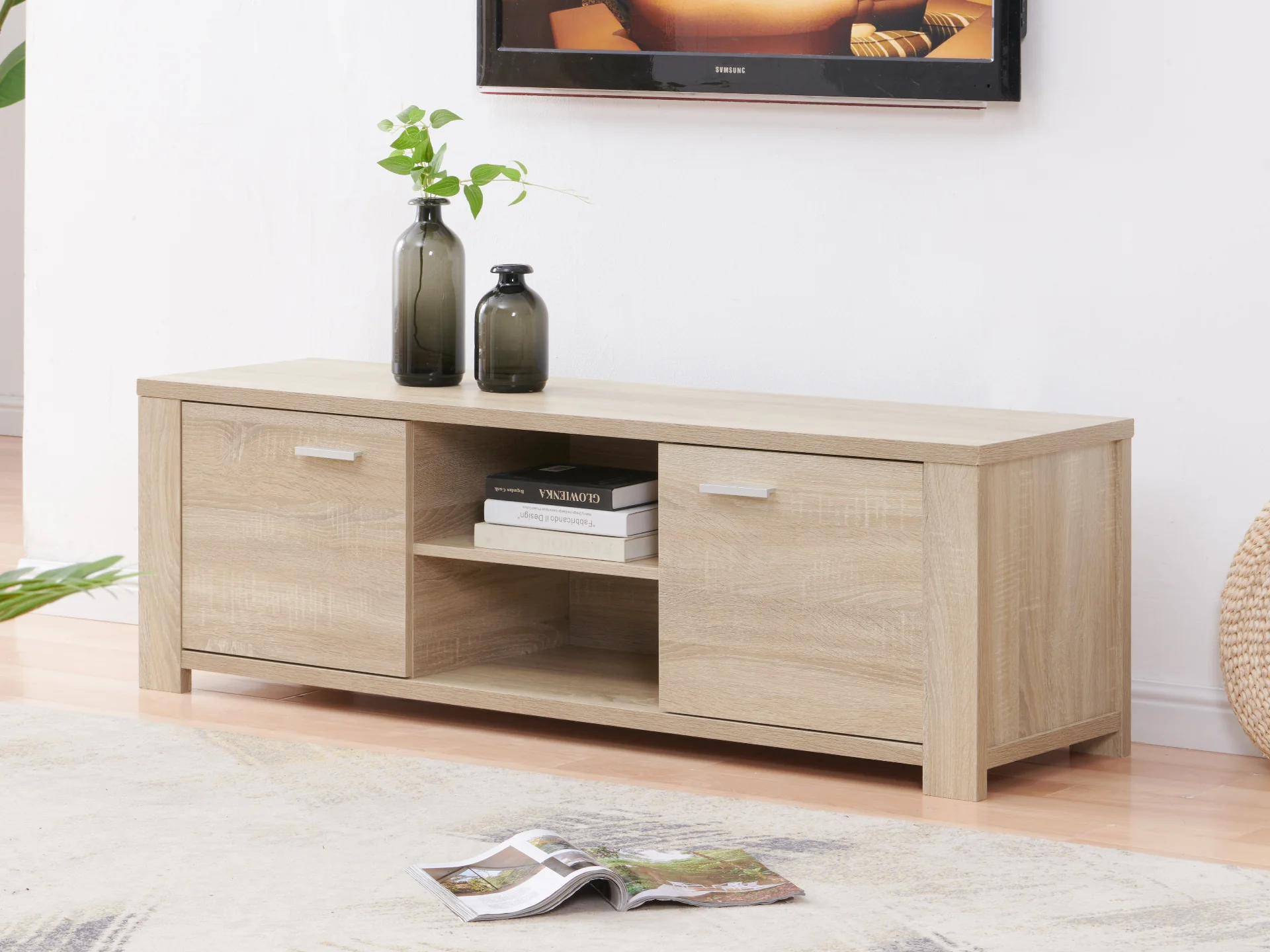 Sagano 1.4m Entertainment Unit - Oak - Image 4