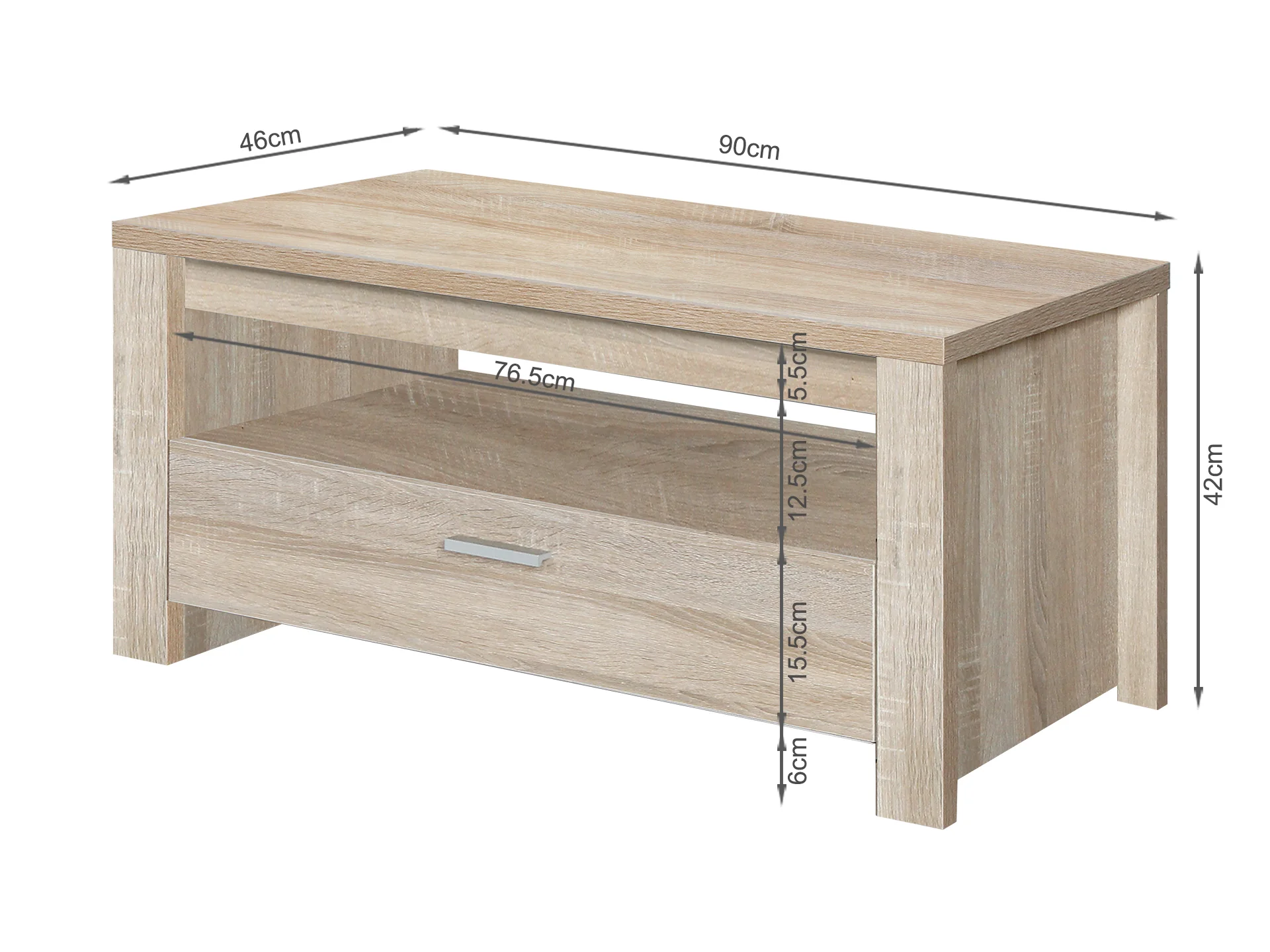 Sagano Coffee Table with Drawer - Oak - Image 7