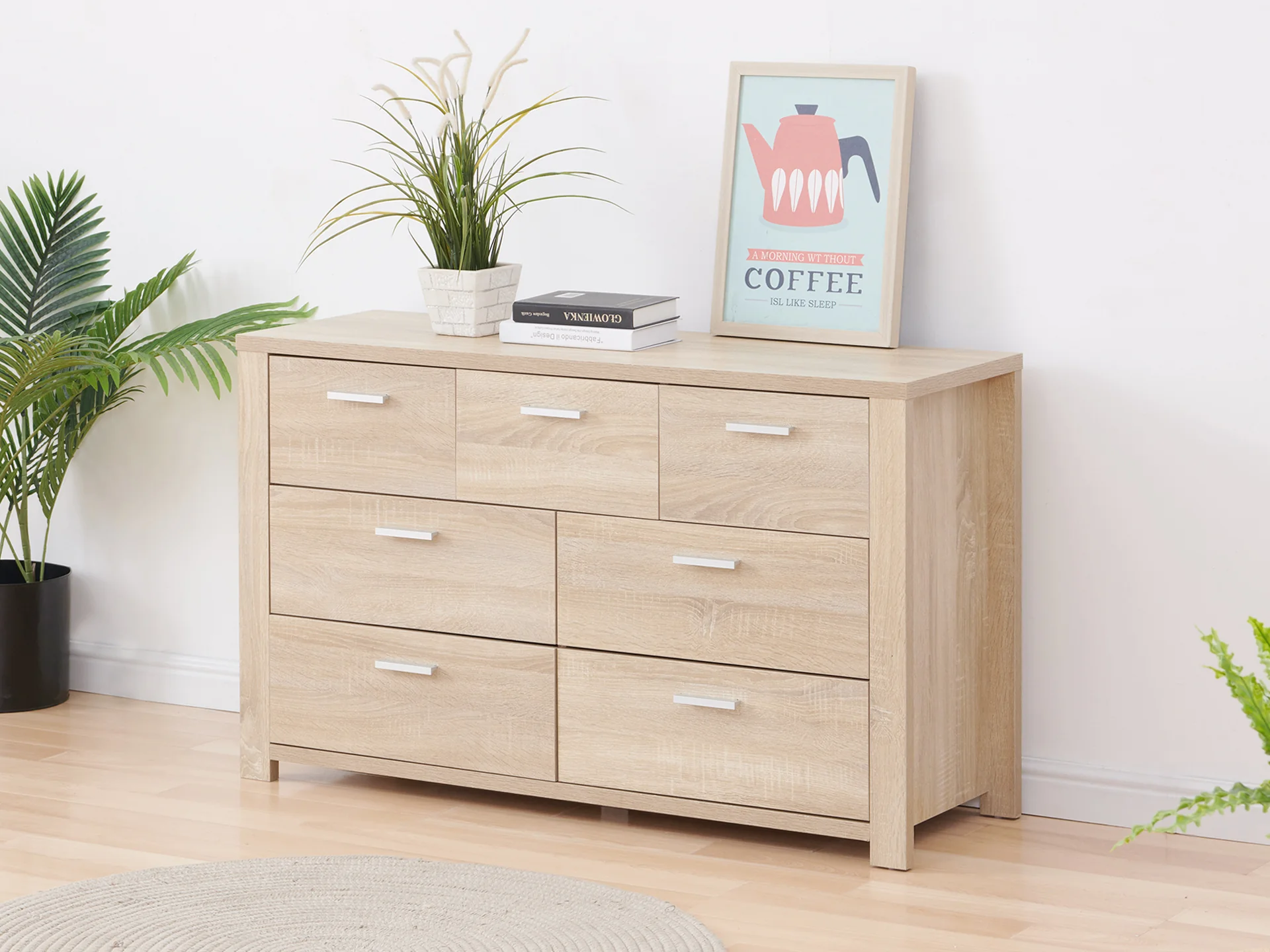 Sagano Low Boy 7 Drawers - Oak - Image 7