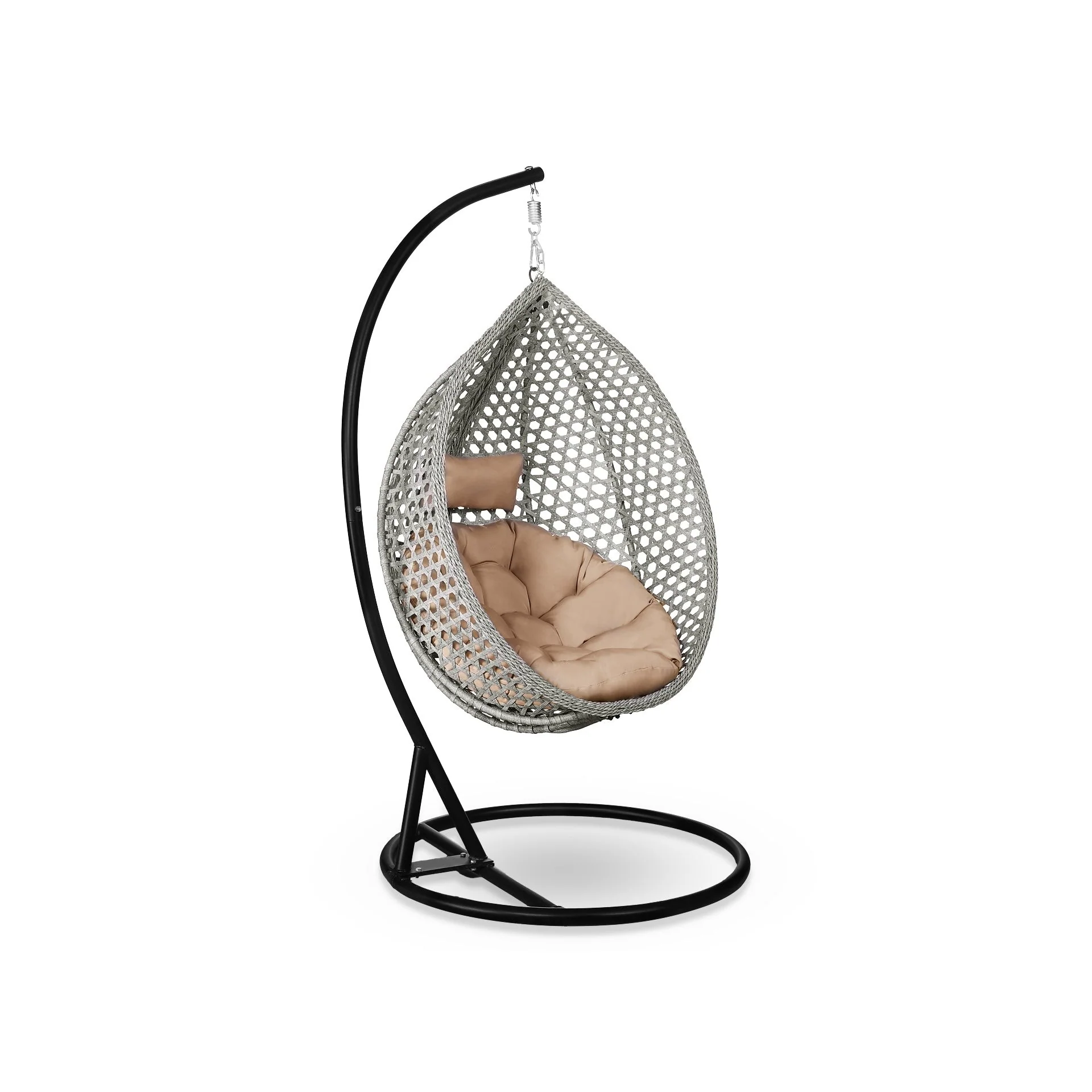 Salamis Outdoor Hanging Egg Chair - Natural + Brown - Image 2