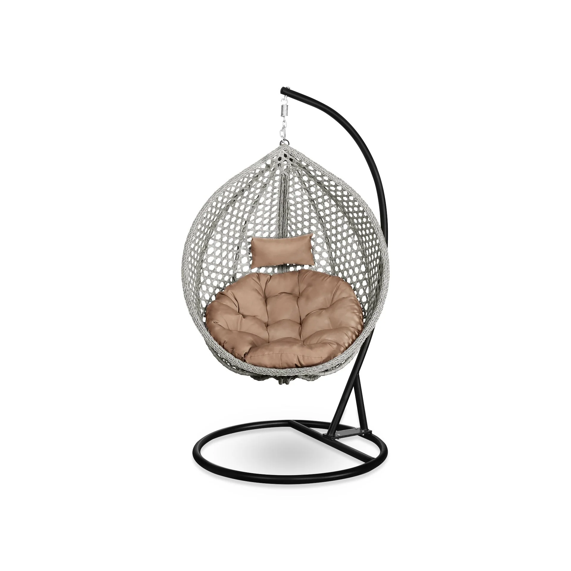 Salamis Outdoor Hanging Egg Chair - Natural + Brown - Image 3