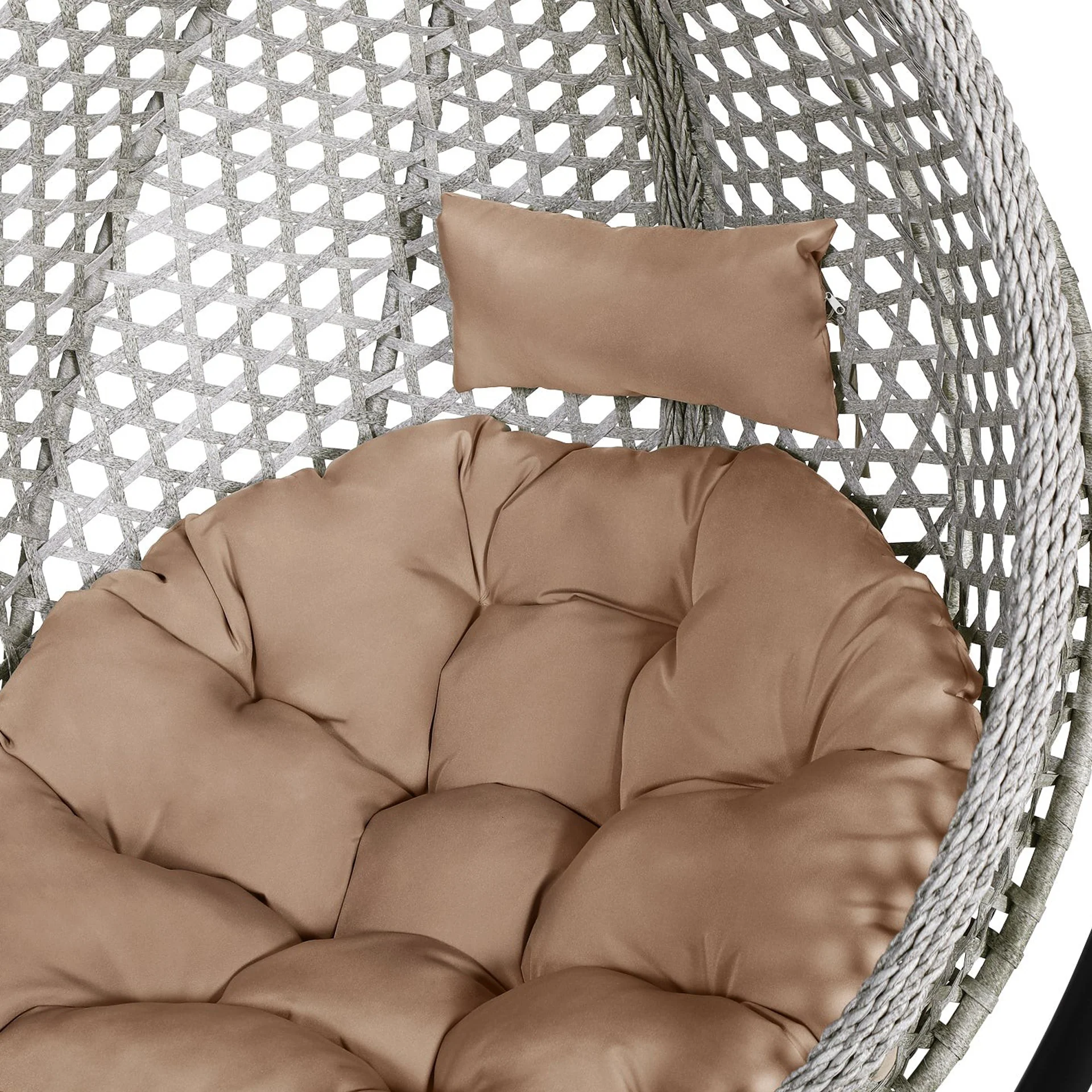 Salamis Outdoor Hanging Egg Chair - Natural + Brown - Image 5