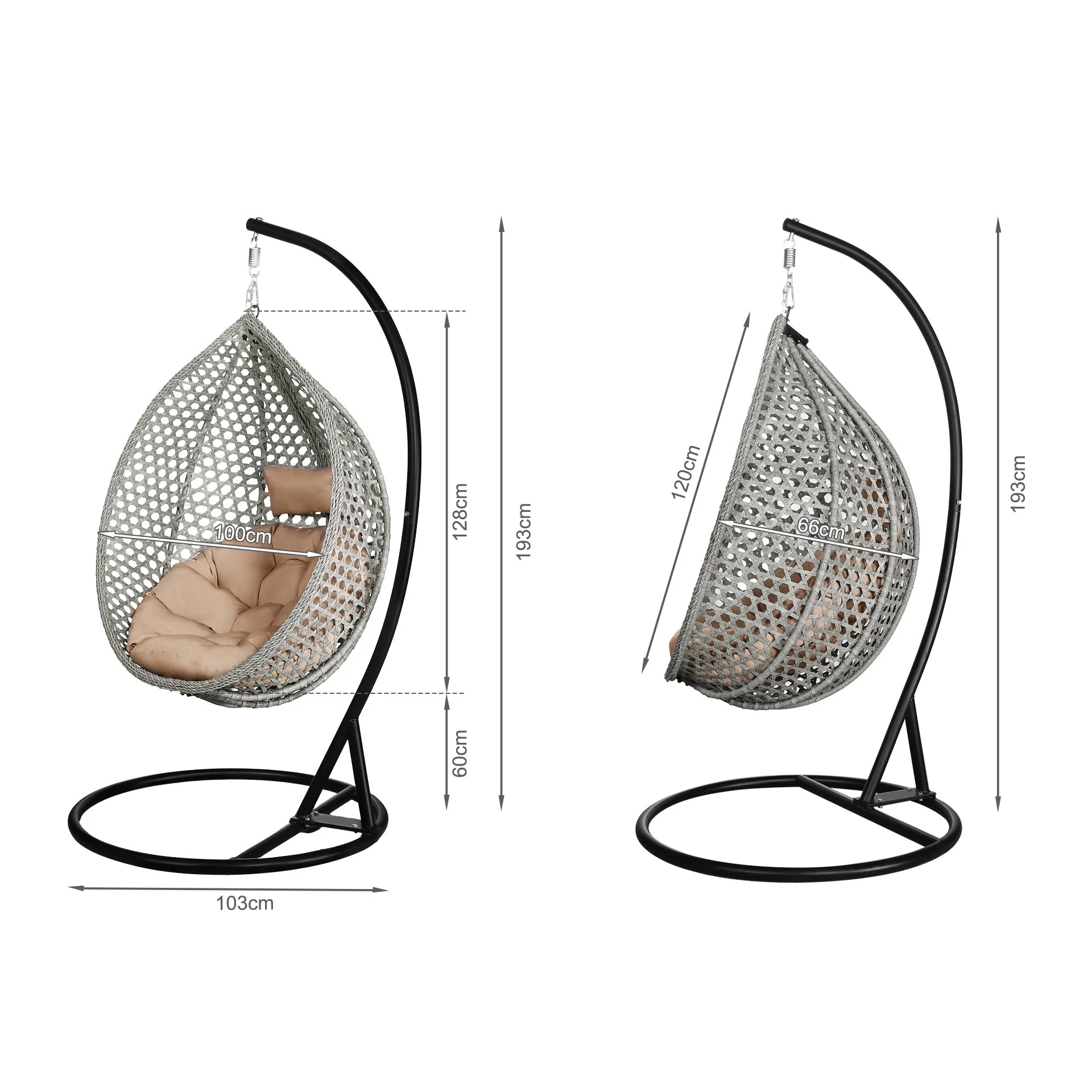 Salamis Outdoor Hanging Egg Chair - Natural + Brown - Image 6
