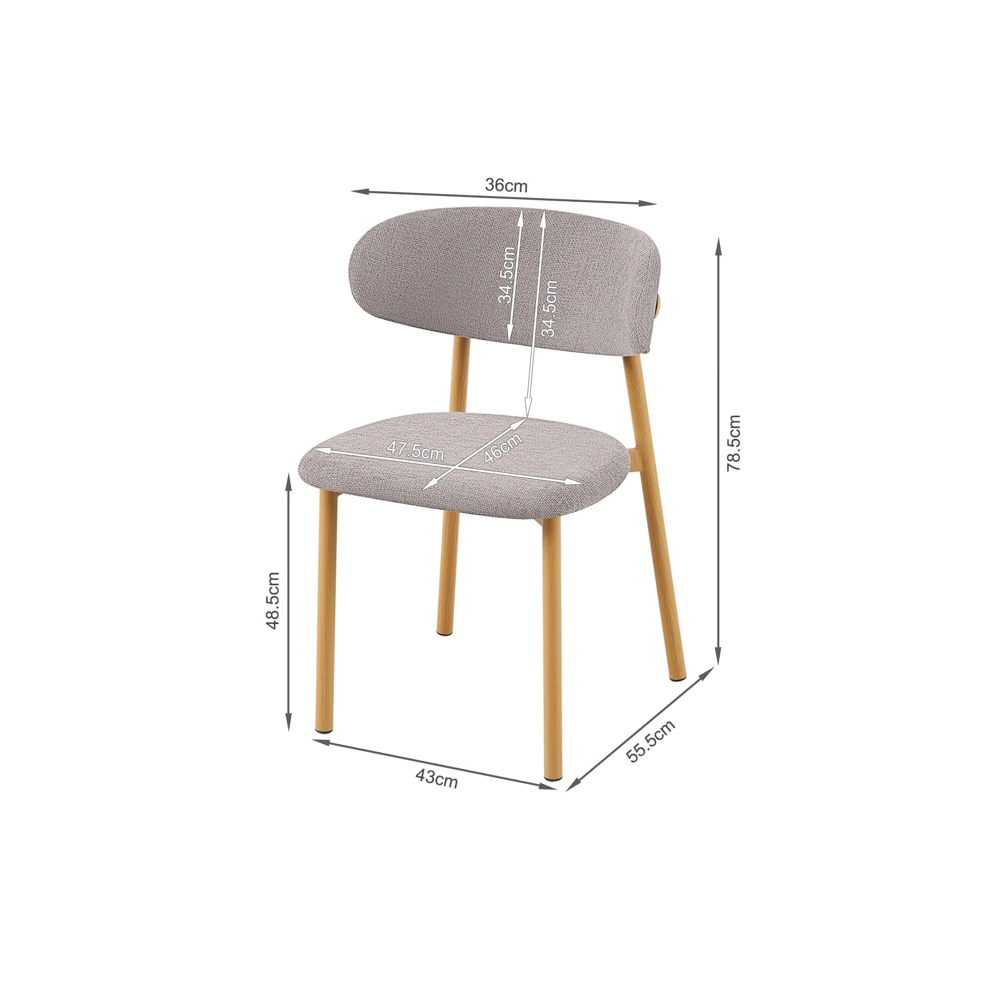 Sam Fabric Dining Chair - Set of 4 - Dark Grey - Image 12