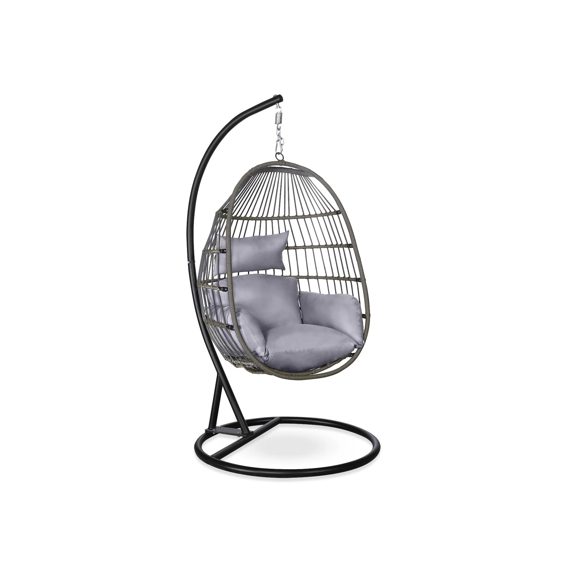 Samos Outdoor Hanging Egg Chair - Natural + Grey - Image 2