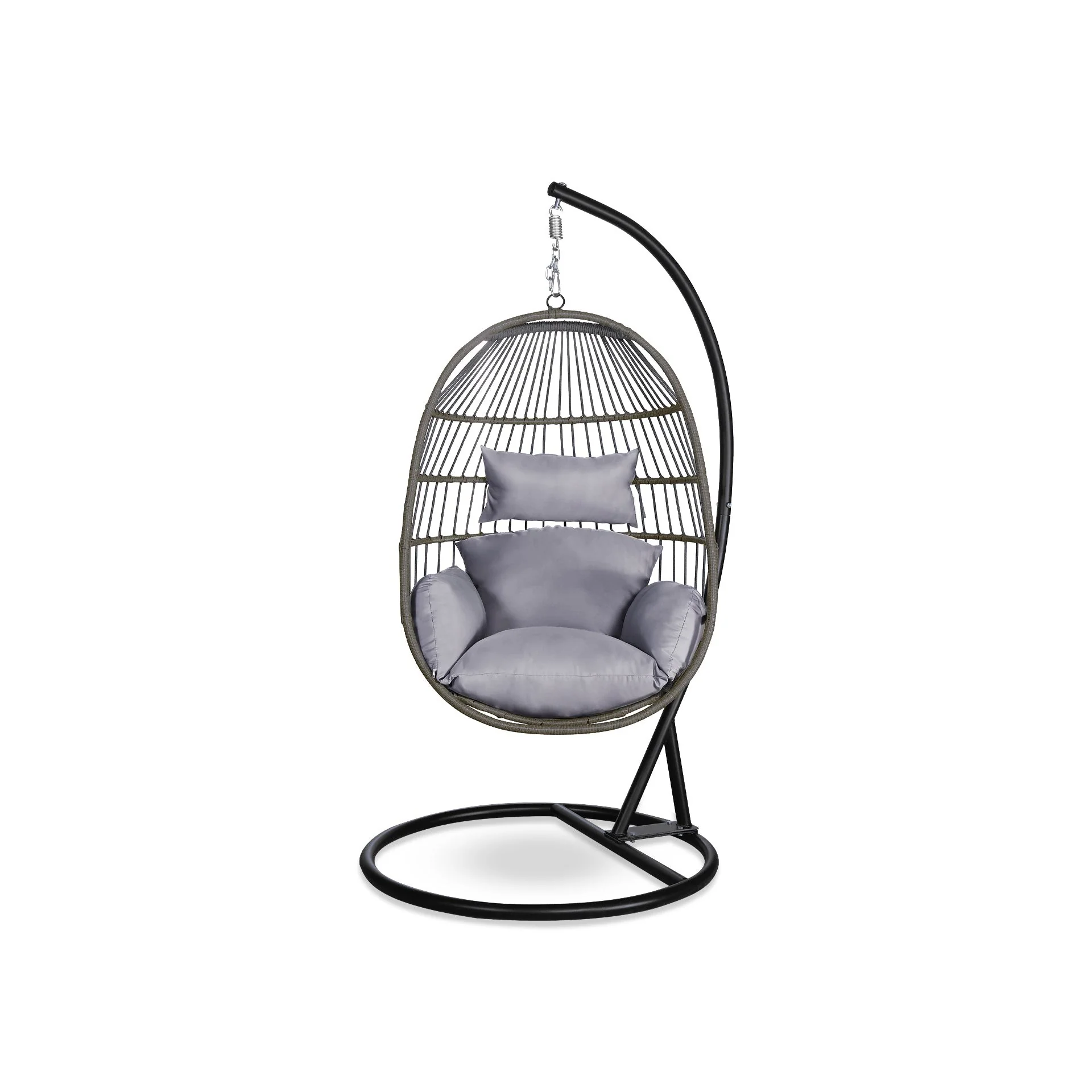 Samos Outdoor Hanging Egg Chair - Natural + Grey - Image 3