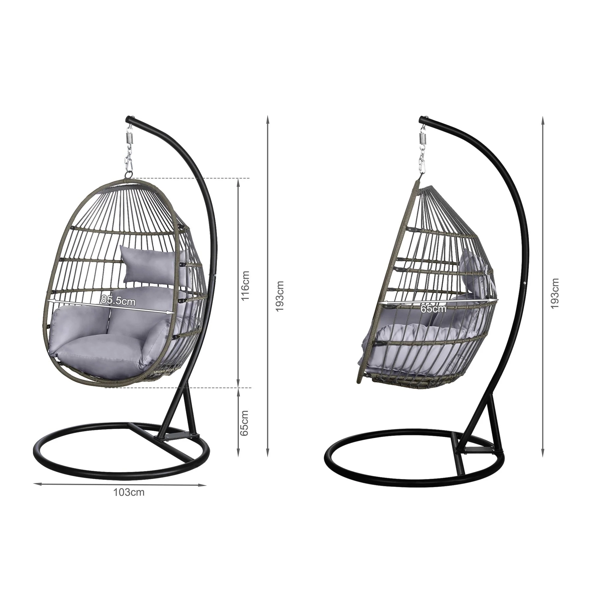 Samos Outdoor Hanging Egg Chair - Natural + Grey - Image 7