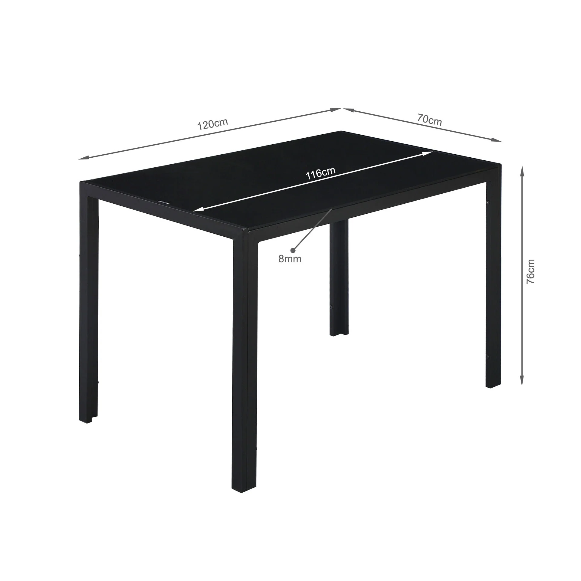 Samuel 5 Piece 1.2m Dining Set - Black - Image 14