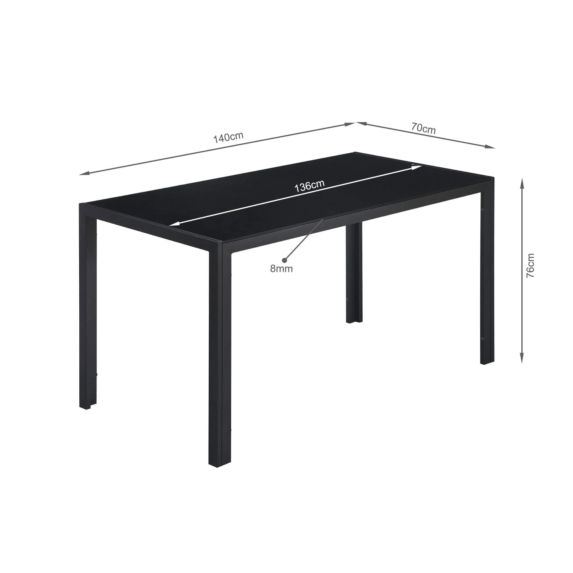 Samuel 5 Piece 1.4m Dining Set - Black - Image 15
