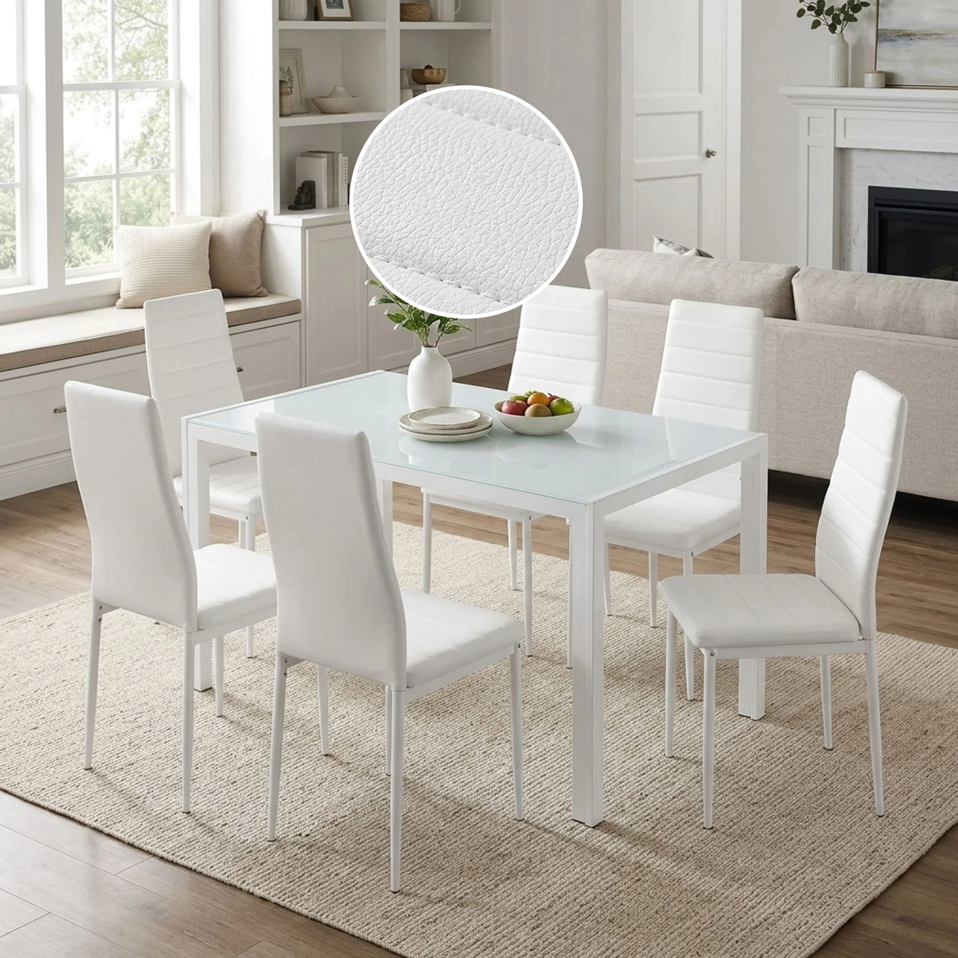 Samuel 7 Piece 1.6m Dining Set - White - Image 2