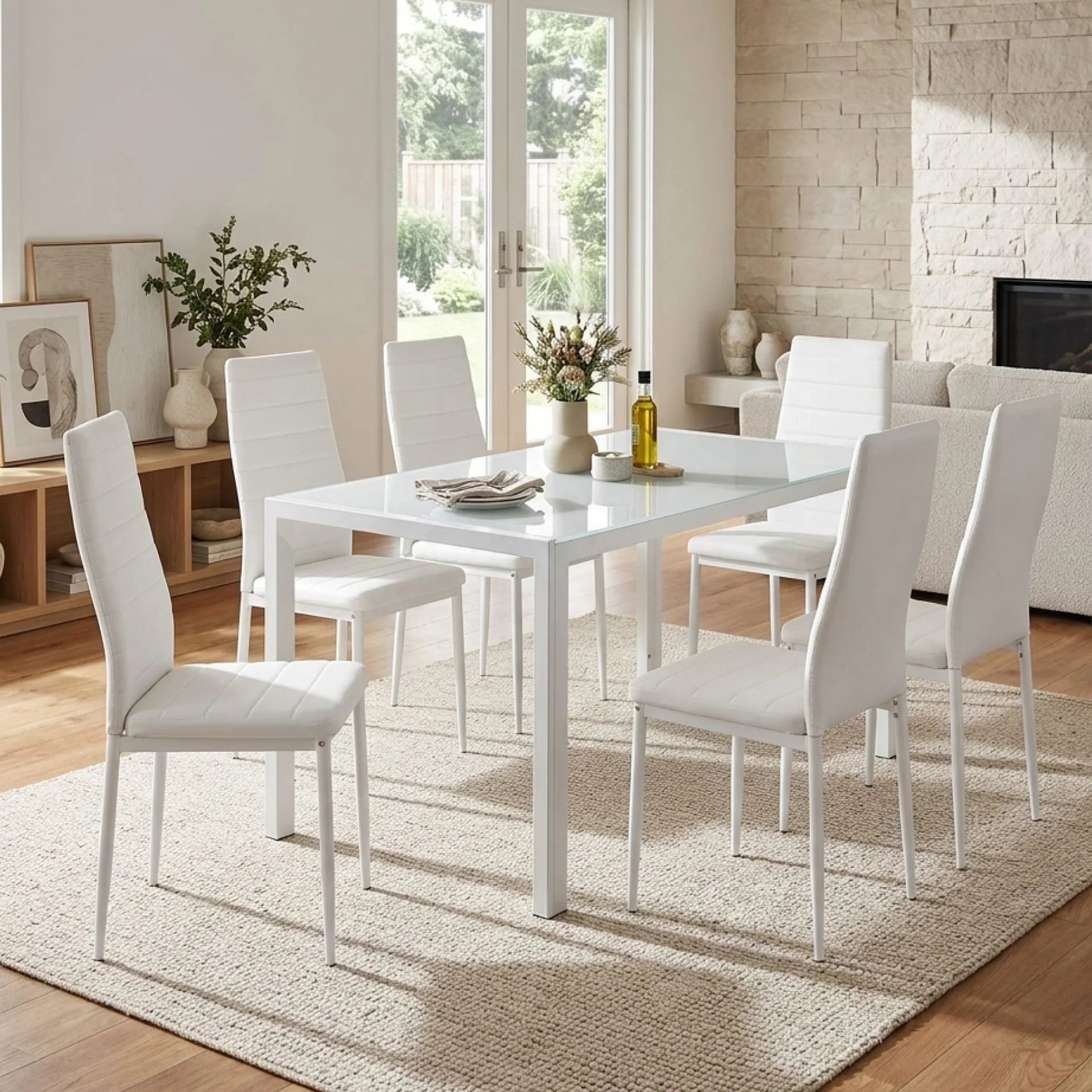 Samuel 7 Piece 1.6m Dining Set - White - Image 3