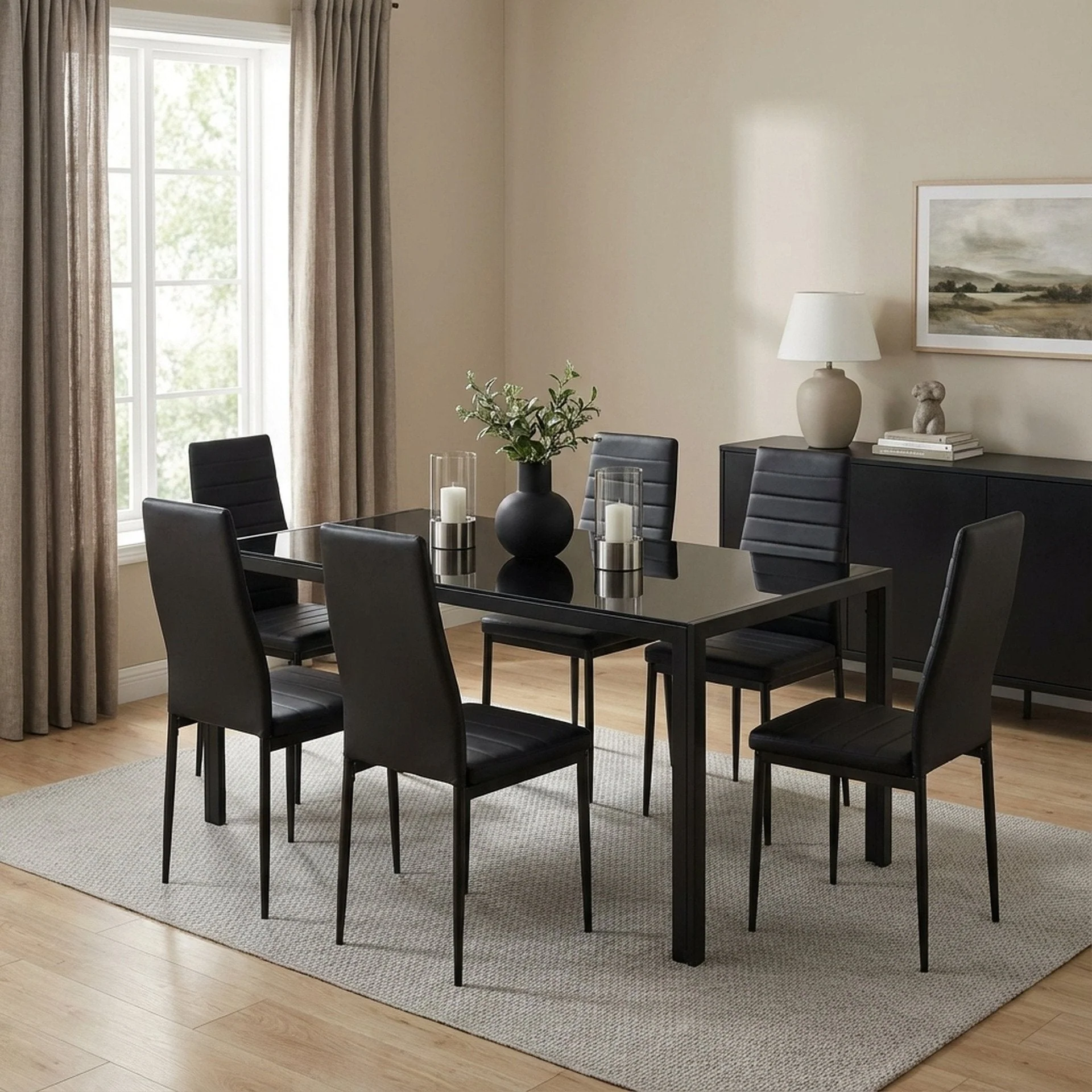 Samuel 7 Piece 1.8m Dining Set - Black - Image 3