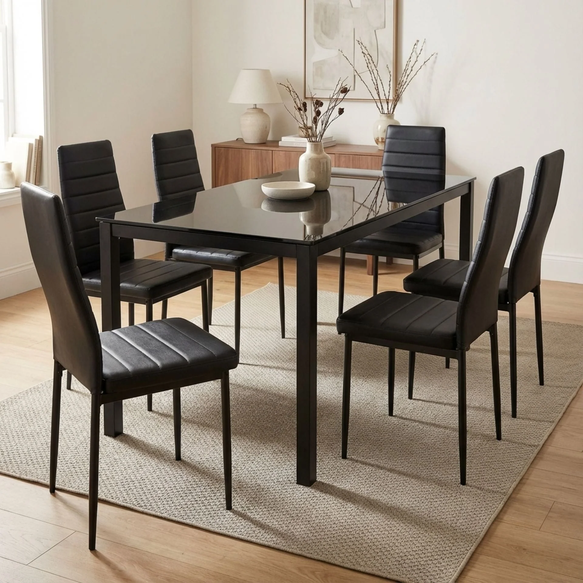 Samuel 7 Piece 1.8m Dining Set - Black - Image 4