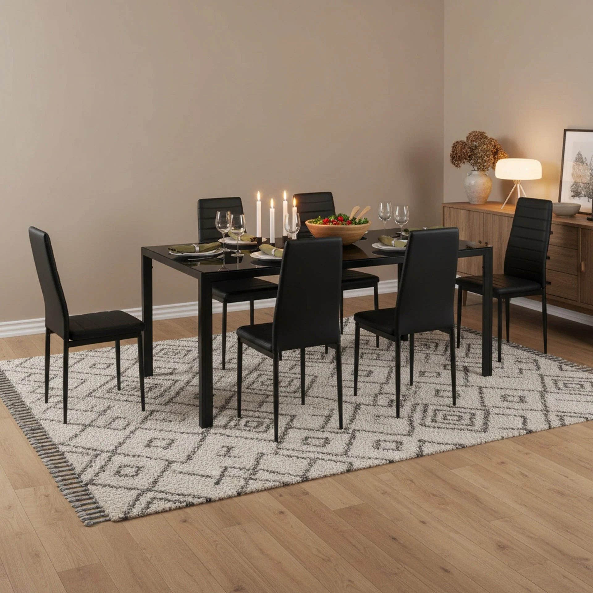 Samuel 7 Piece 1.8m Dining Set - Black - Image 5