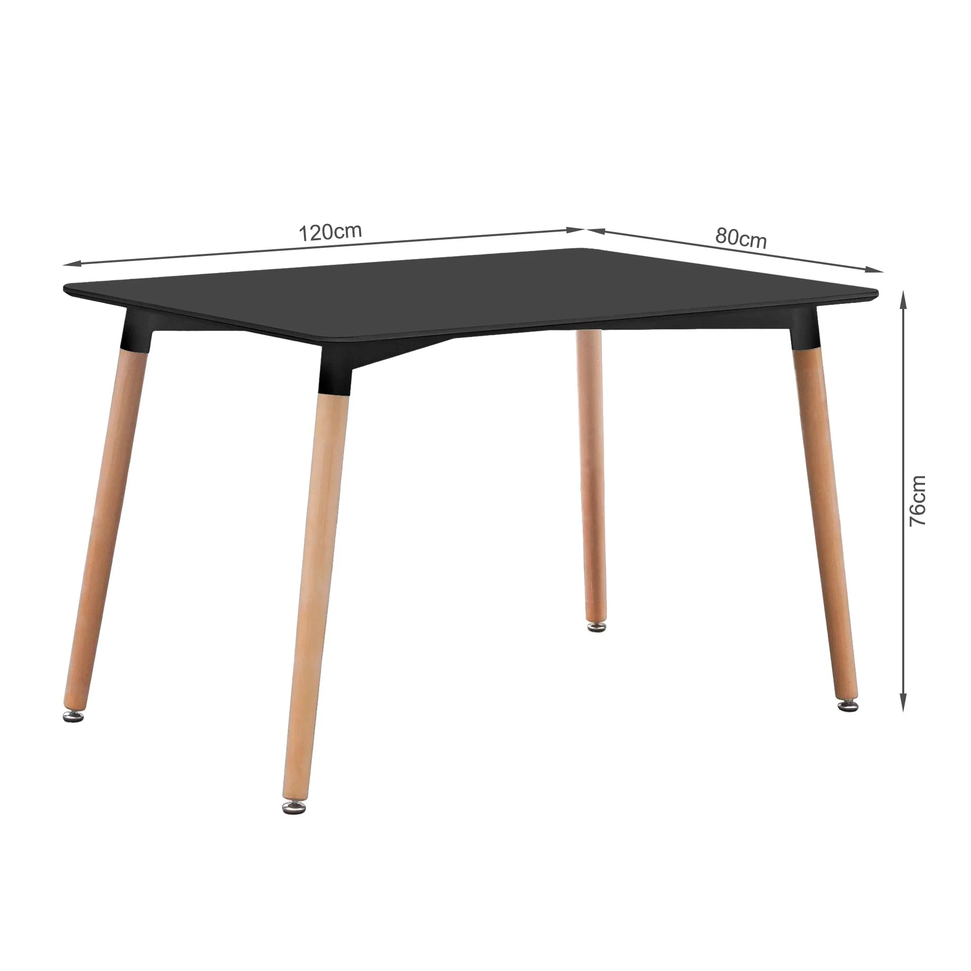 Sana Dining Table Rectangle 120 x 80cm - Black - Image 7