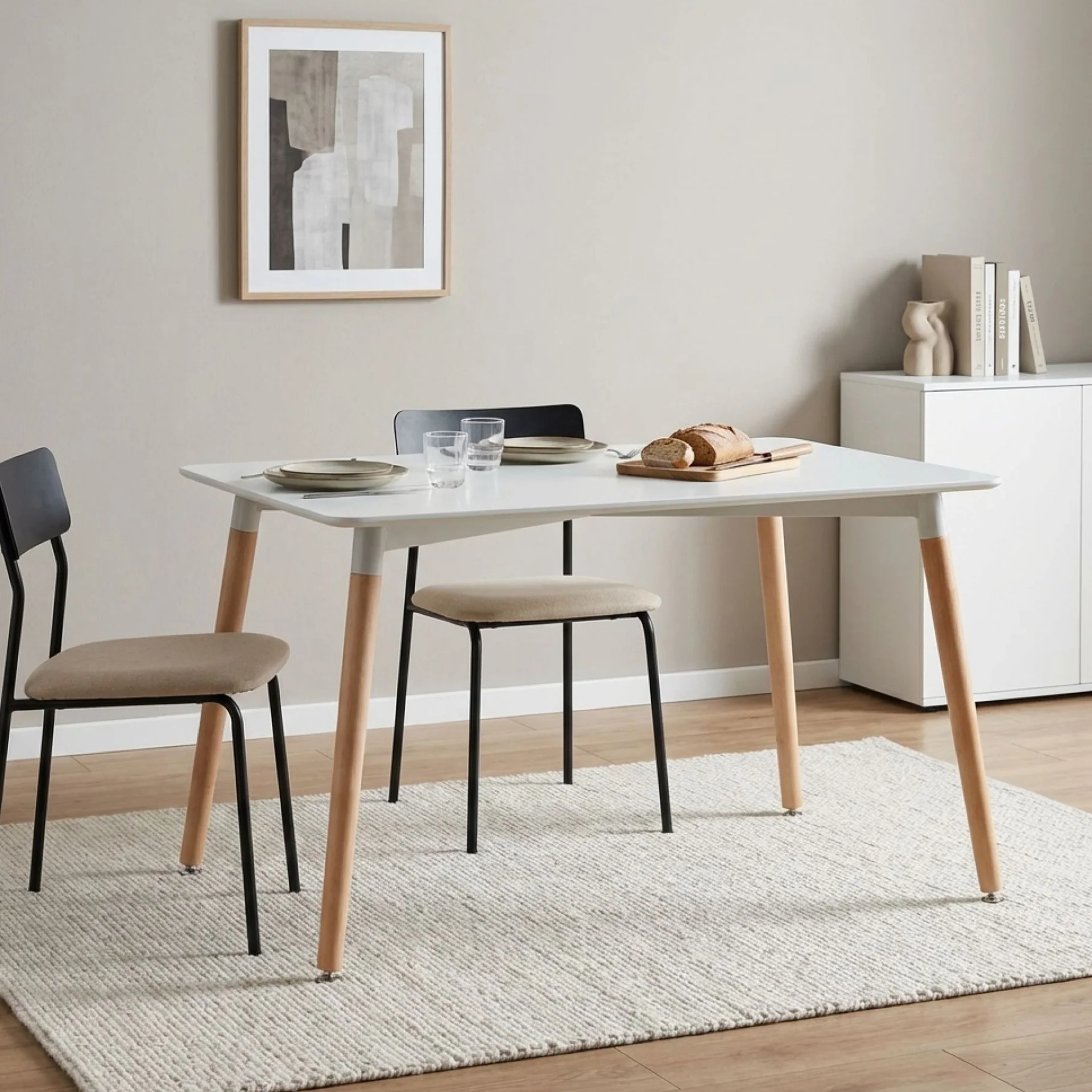 Sana Dining Table Rectangle 120 x 80cm - White - Image 3