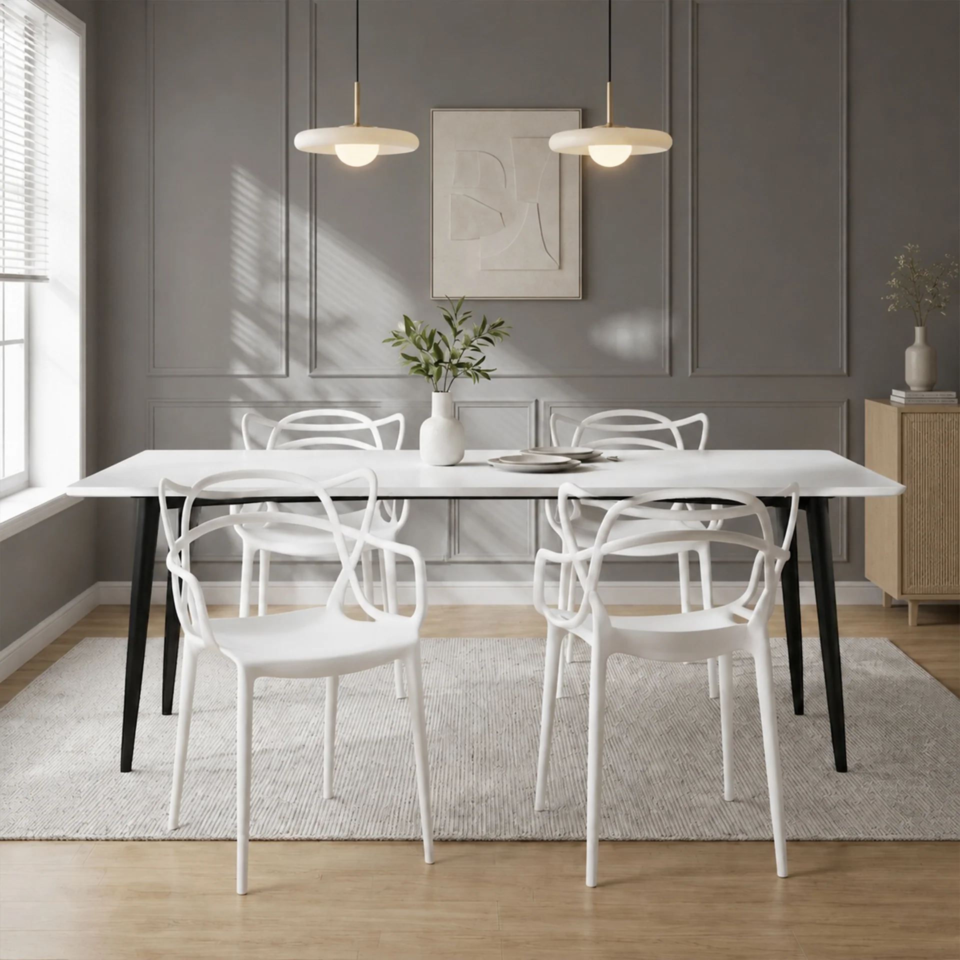 Santiago Dining Chair - Set of 4 - White - Image 5