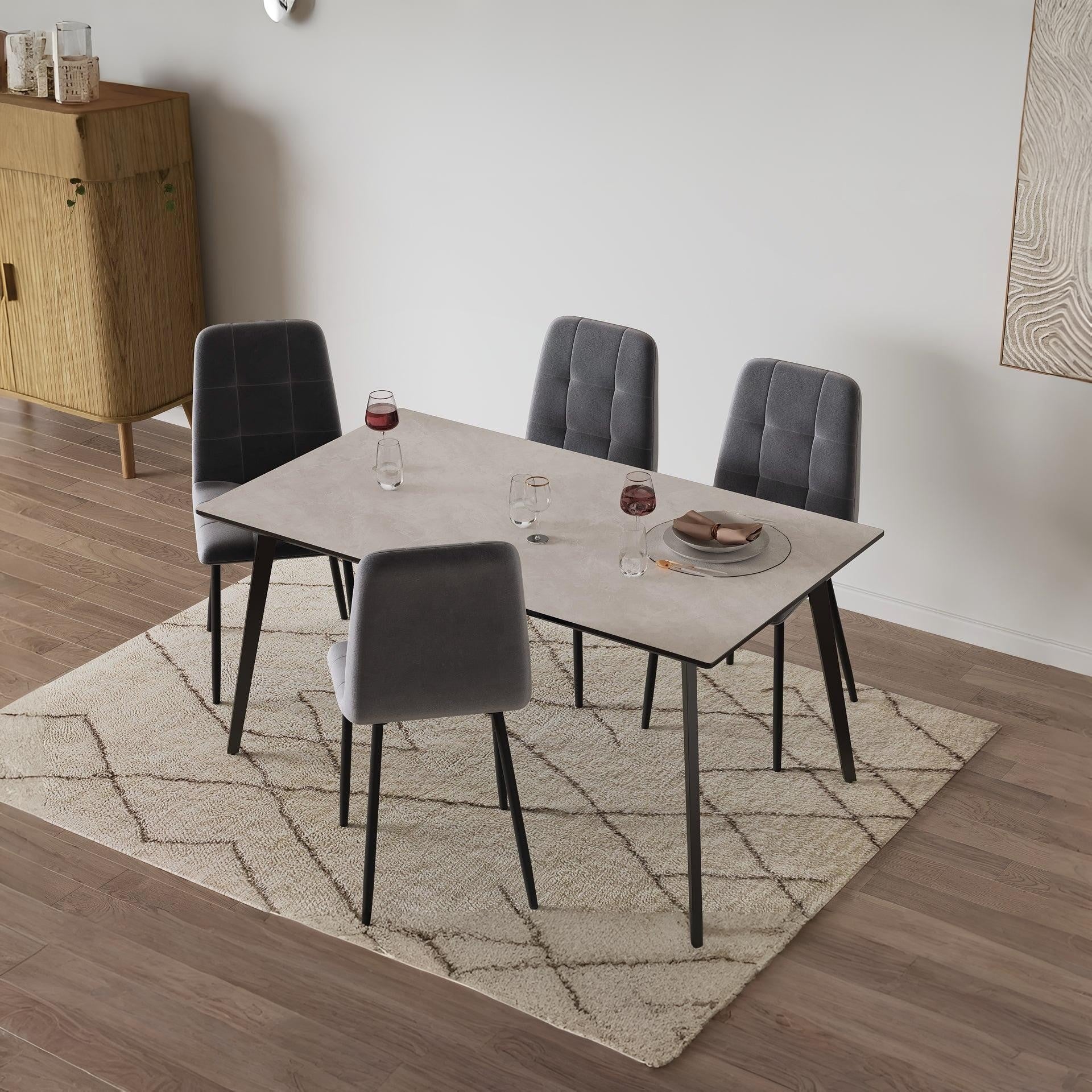 Sasha Dining Chair - Set of 4 - Grey + Black - Image 2