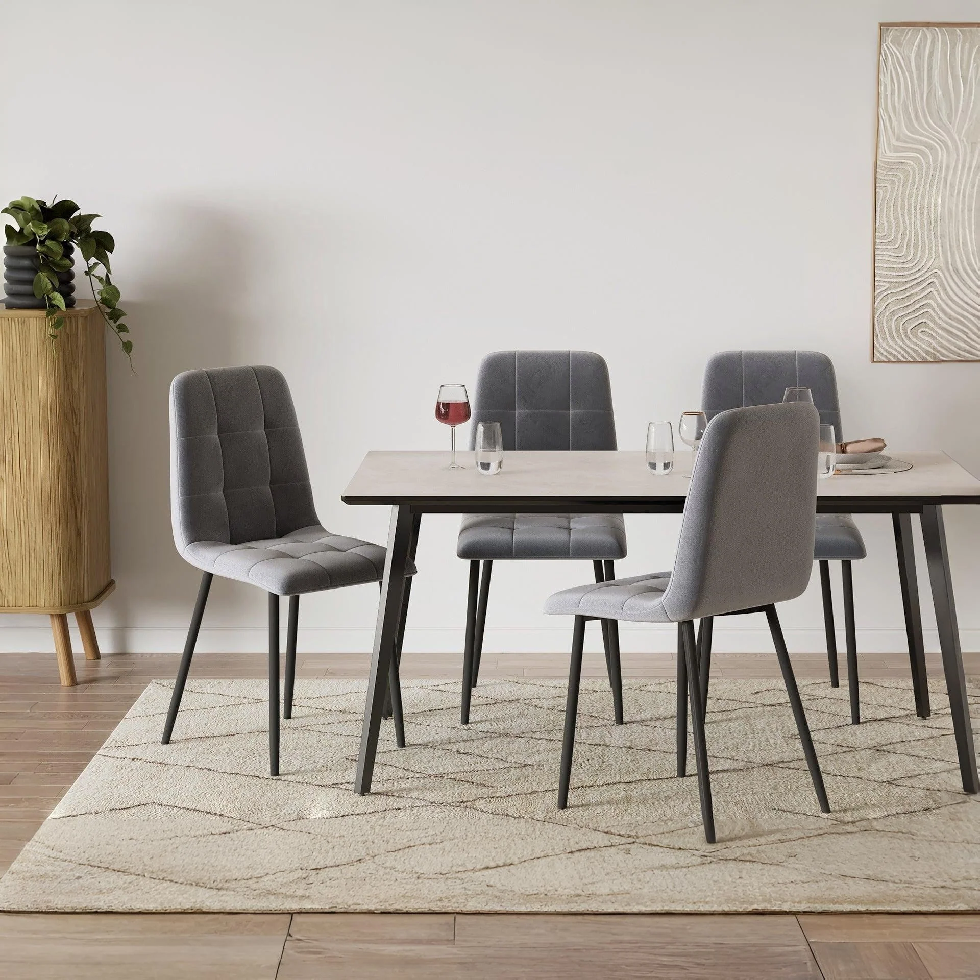 Sasha Dining Chair - Set of 4 - Grey + Black - Image 3
