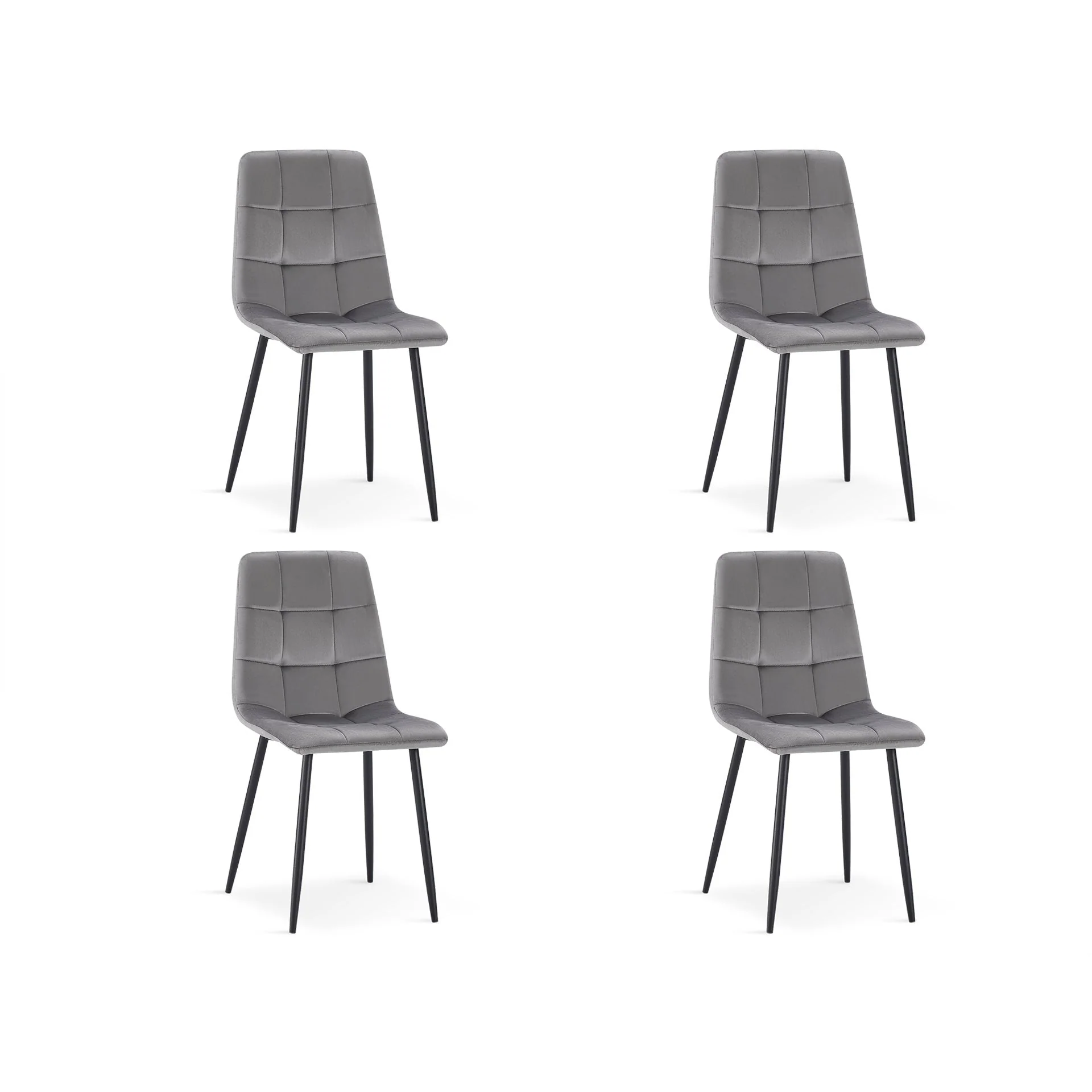 Sasha Dining Chair - Set of 4 - Grey + Black - Image 4