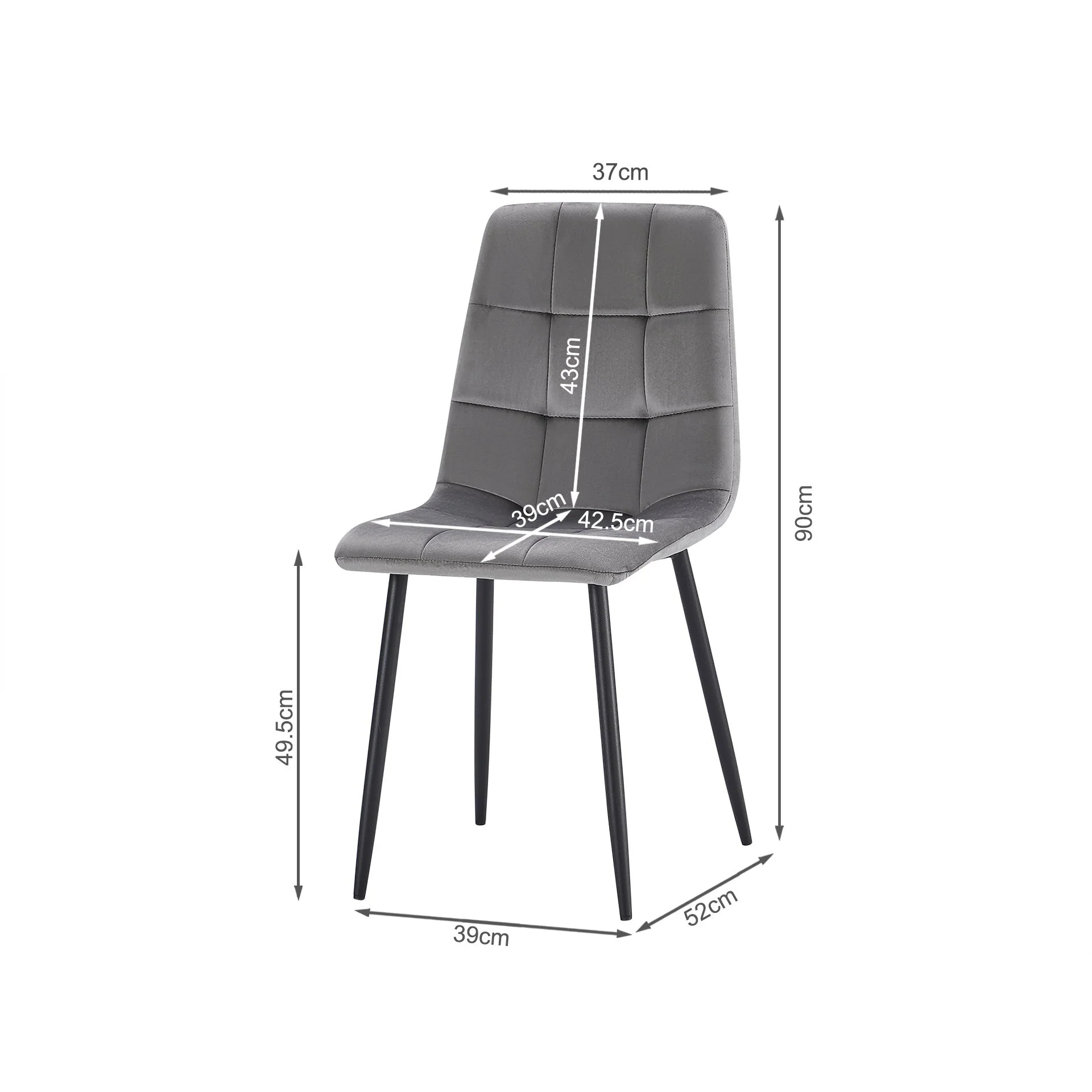 Sasha Dining Chair - Set of 4 - Grey + Black - Image 8