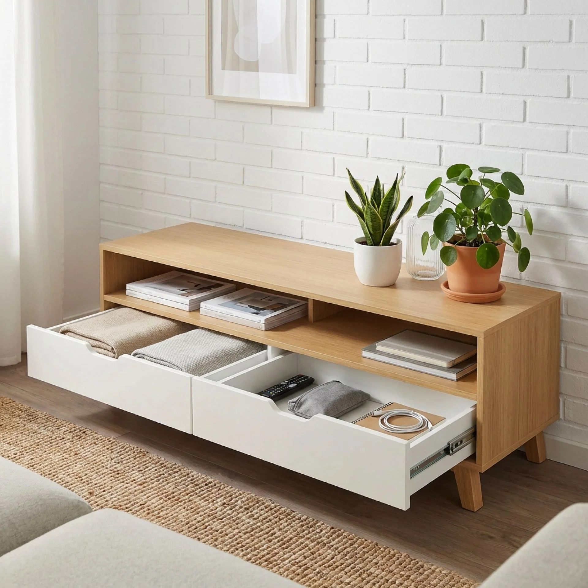 Schertz 1.4m Entertainment Unit - Oak - Image 2