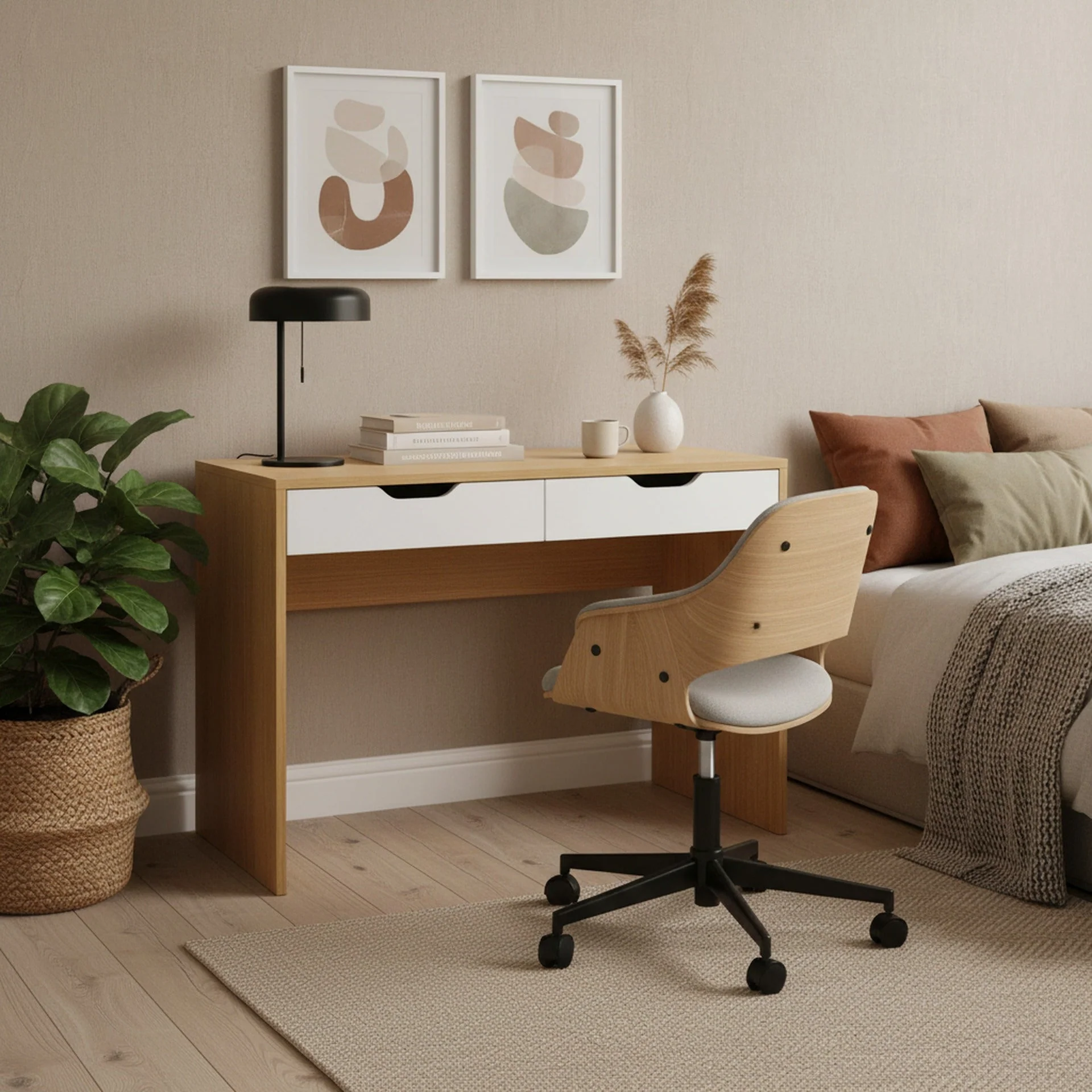 Schertz 100cm Computer Desk - Oak - Image 3