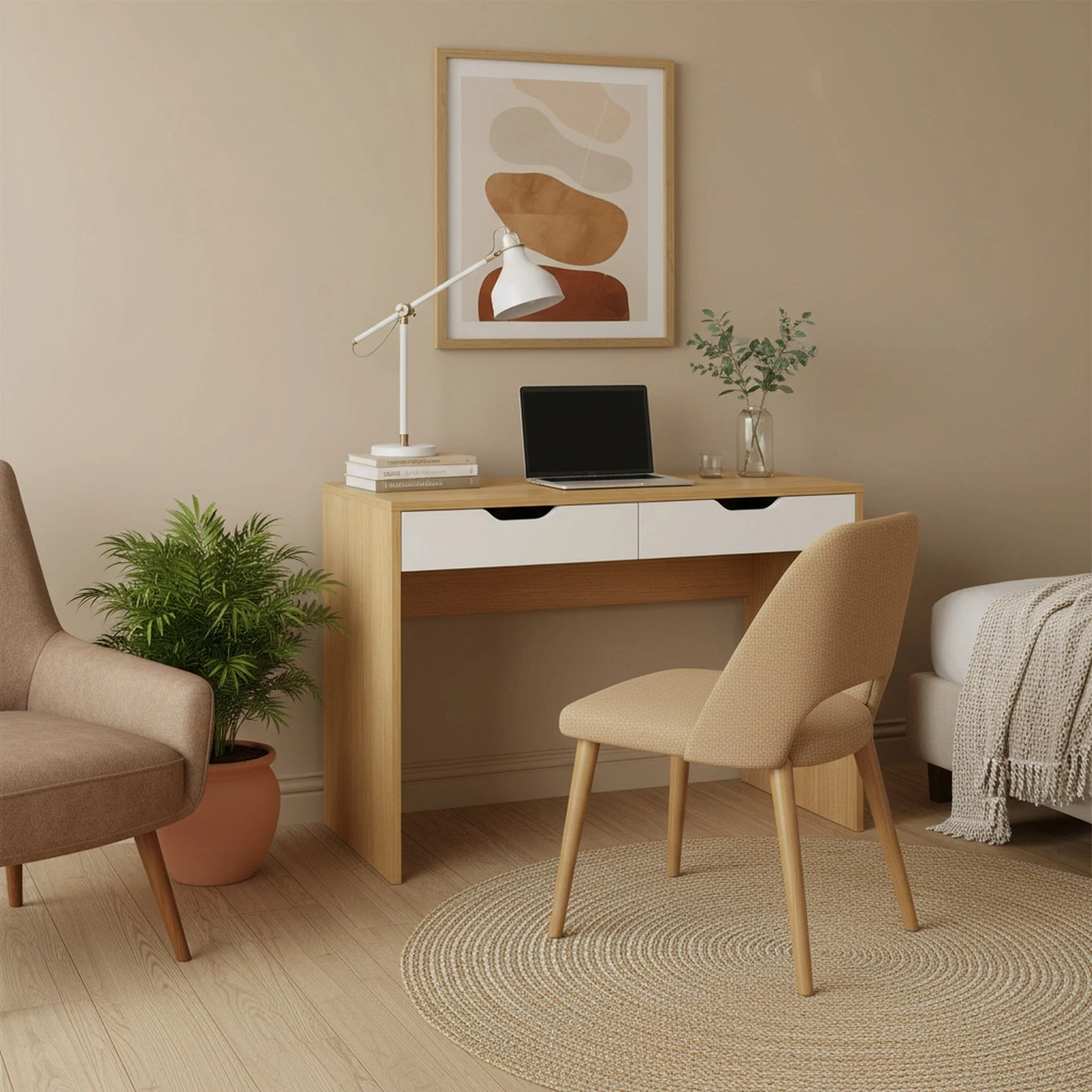 Schertz 100cm Computer Desk - Oak - Image 7