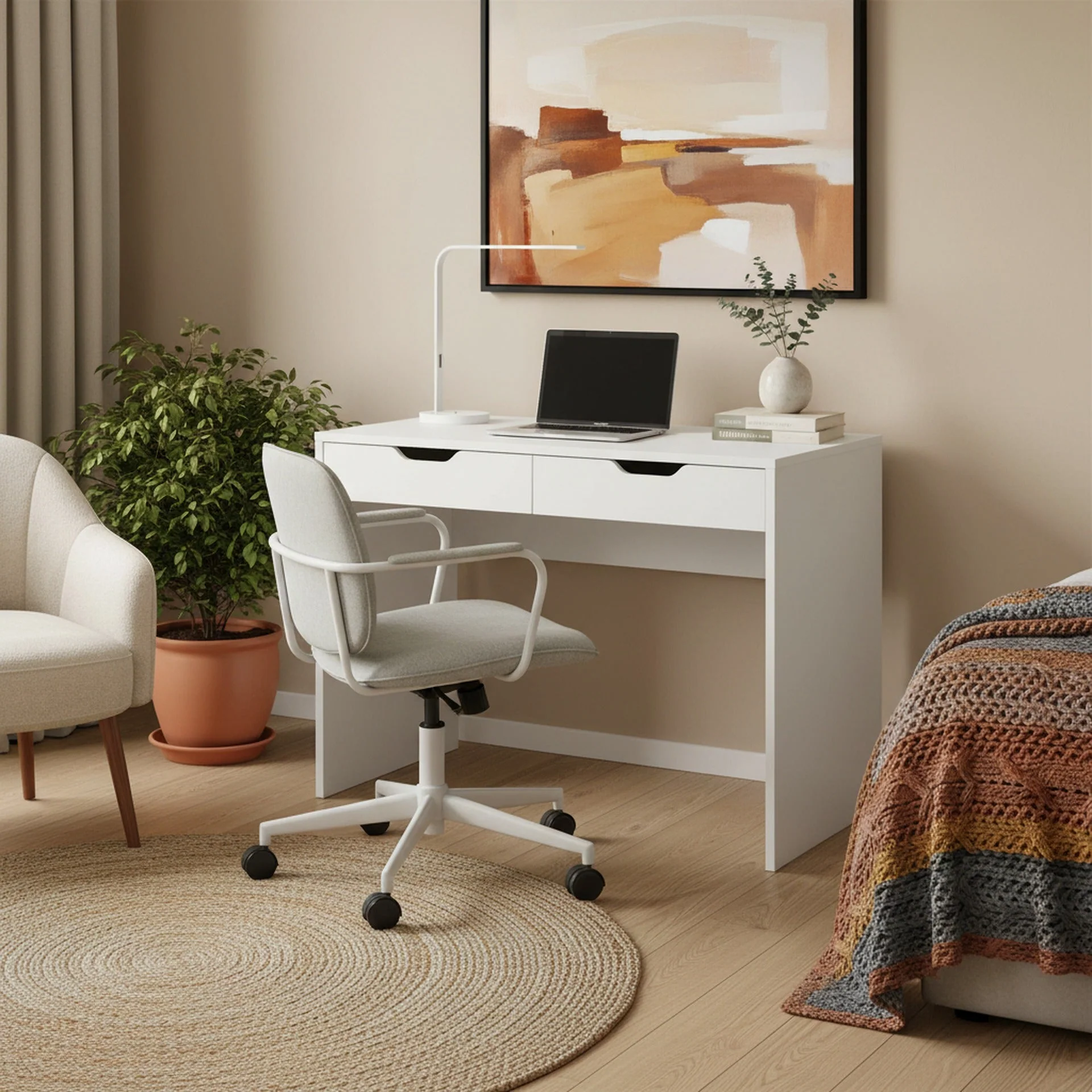 Schertz 100cm Computer Desk - White - Image 2