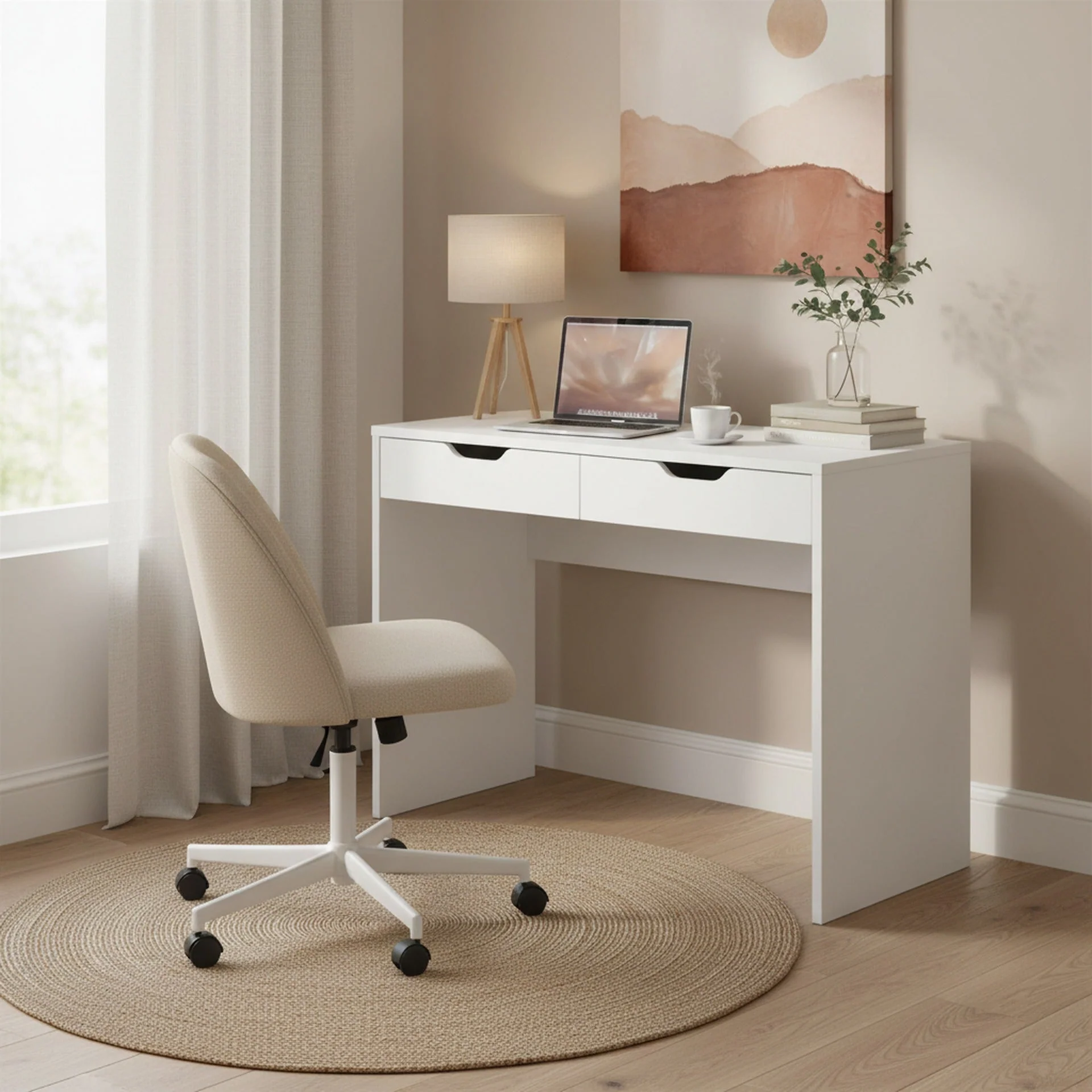 Schertz 100cm Computer Desk - White - Image 3