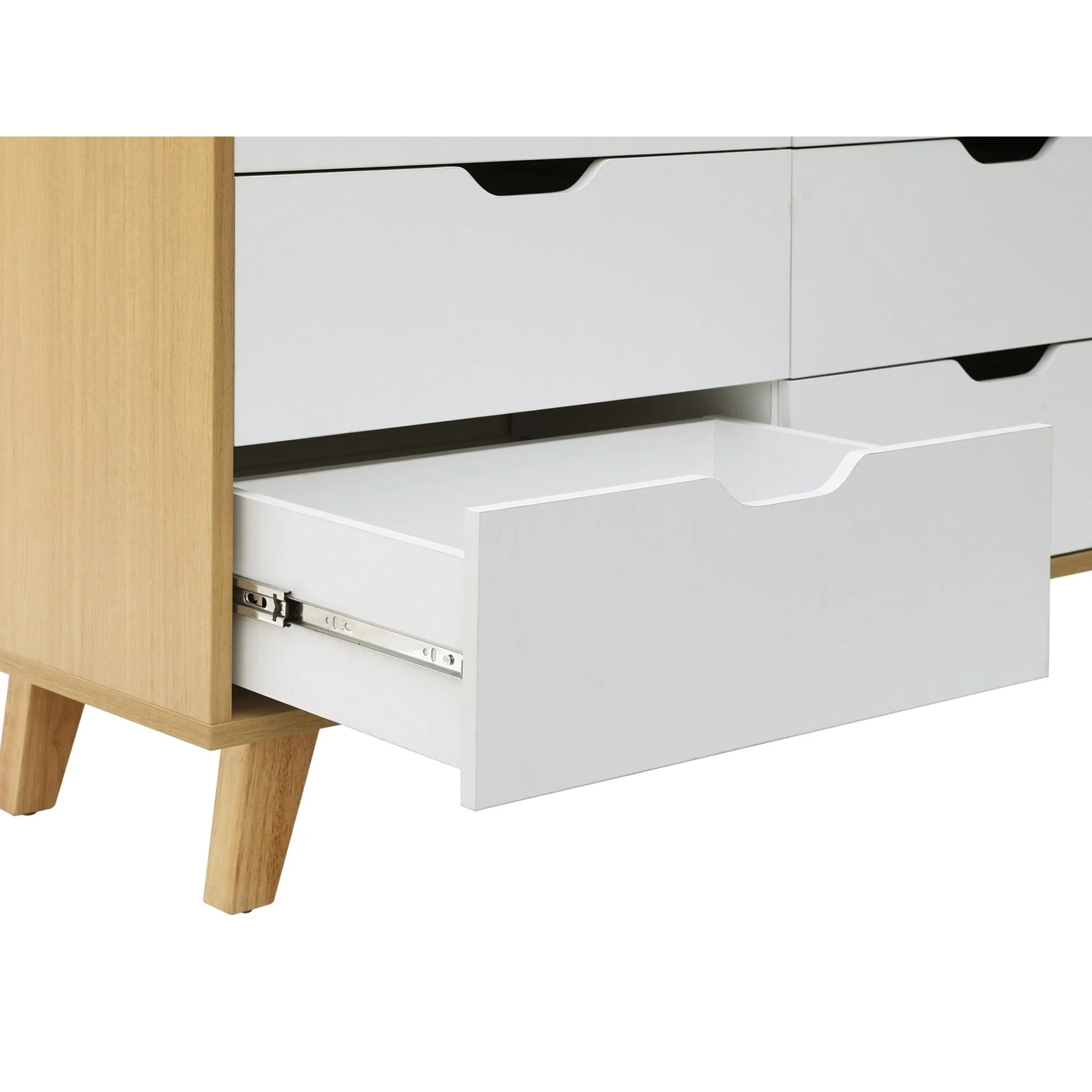 Schertz Wooden Low Boy 6 Drawers - Oak - Image 10