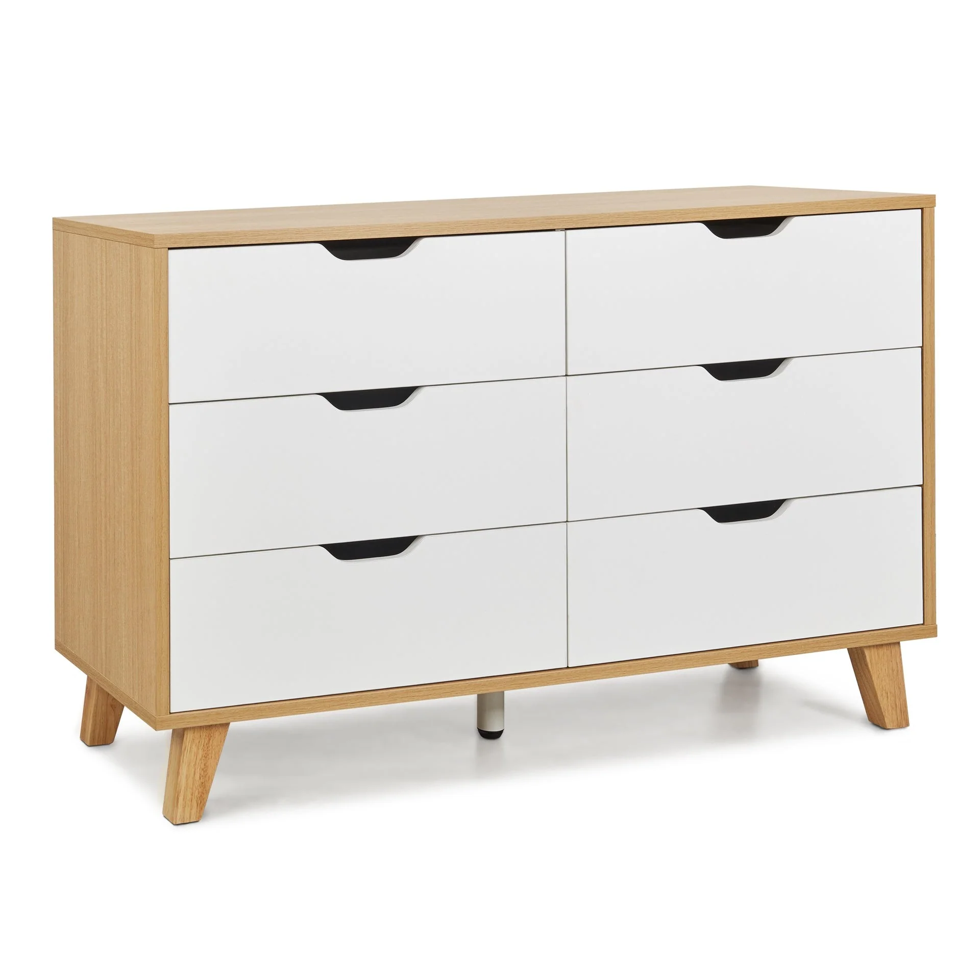 Schertz Wooden Low Boy 6 Drawers - Oak - Image 6