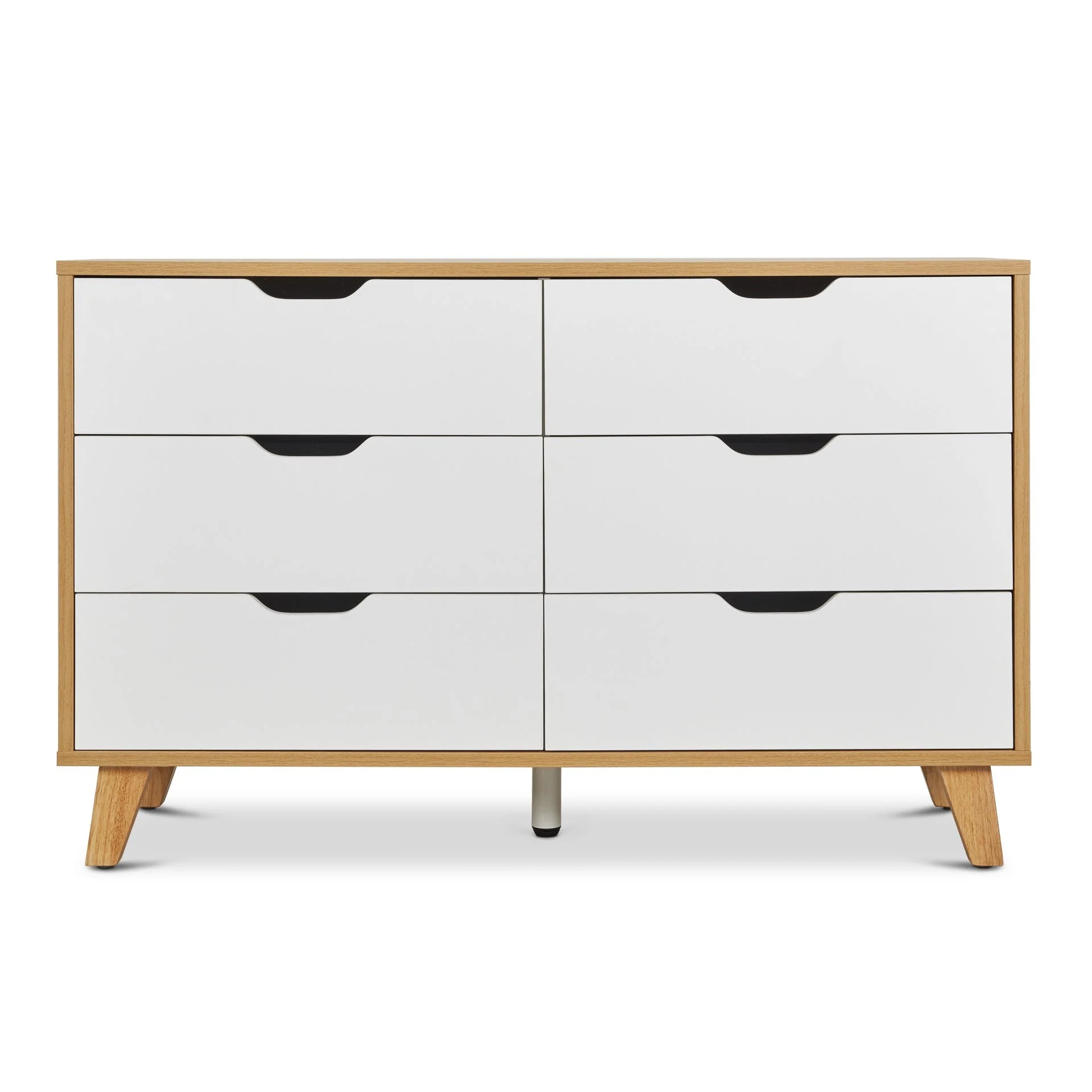 Schertz Wooden Low Boy 6 Drawers - Oak - Image 7